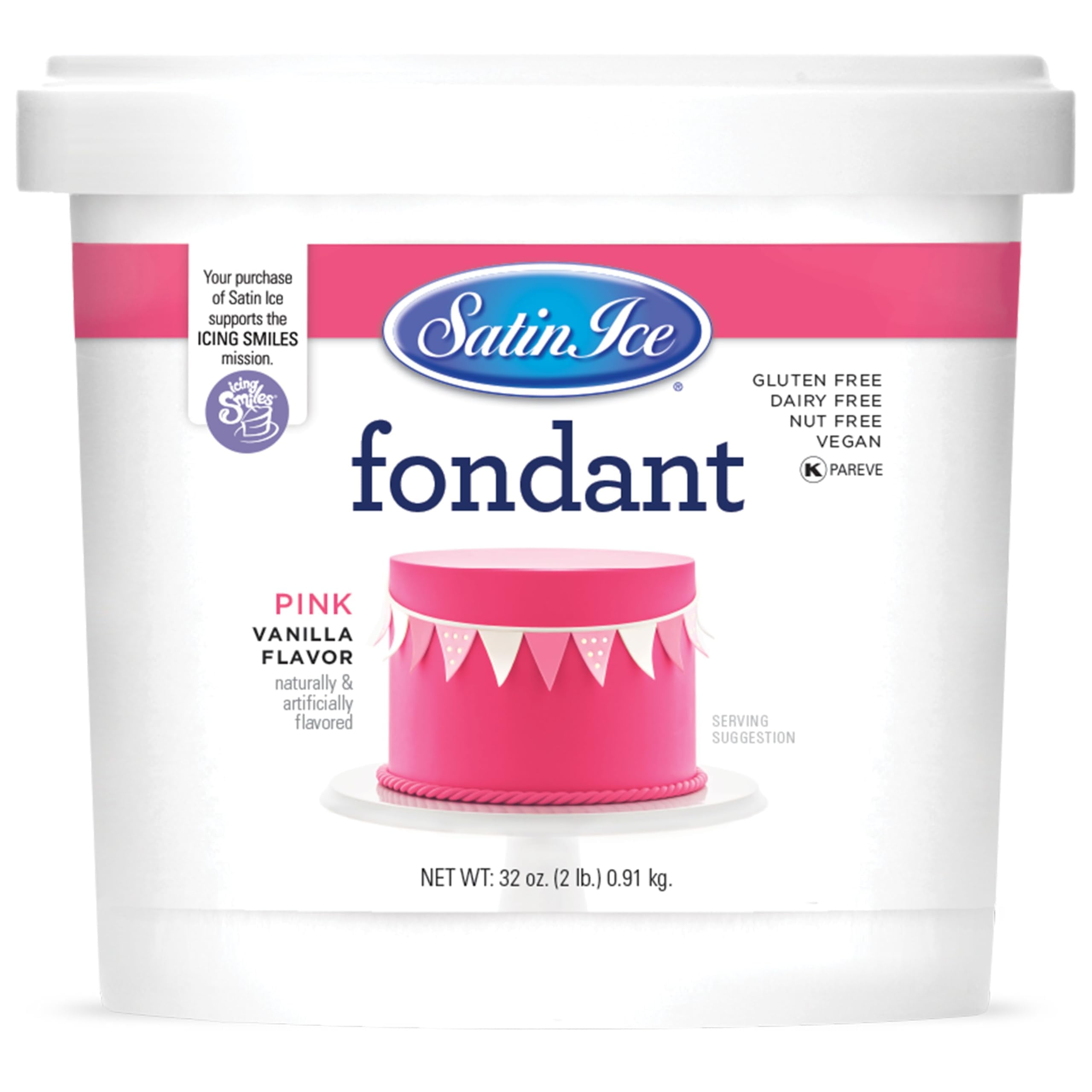Satin Ice Rolled Fondant Icing, Professional Cake Decorating Supplies (Pink, 32 oz) 95db3