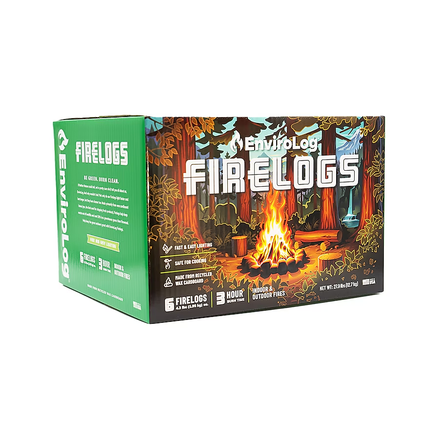 Enviro-Log Indoor and Outdoor Fire Logs, Clean-Burning Recycled Material (6 Count, 4.3 lb Each) gt8pj
