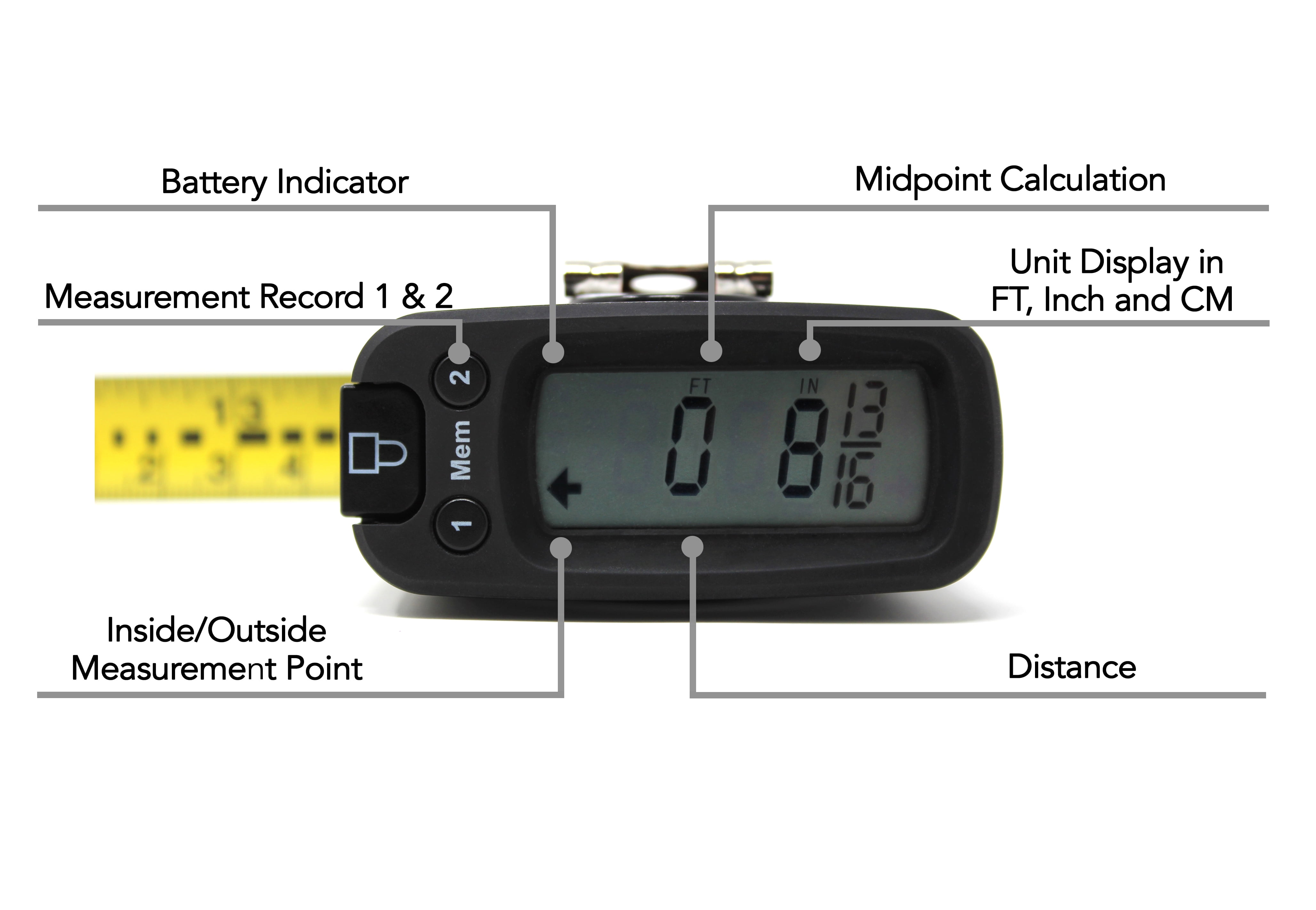 HISS Digital Tape Measure with Large LCD Screen, Accurate Measurement Tool (Red, 16 ft) adhz2