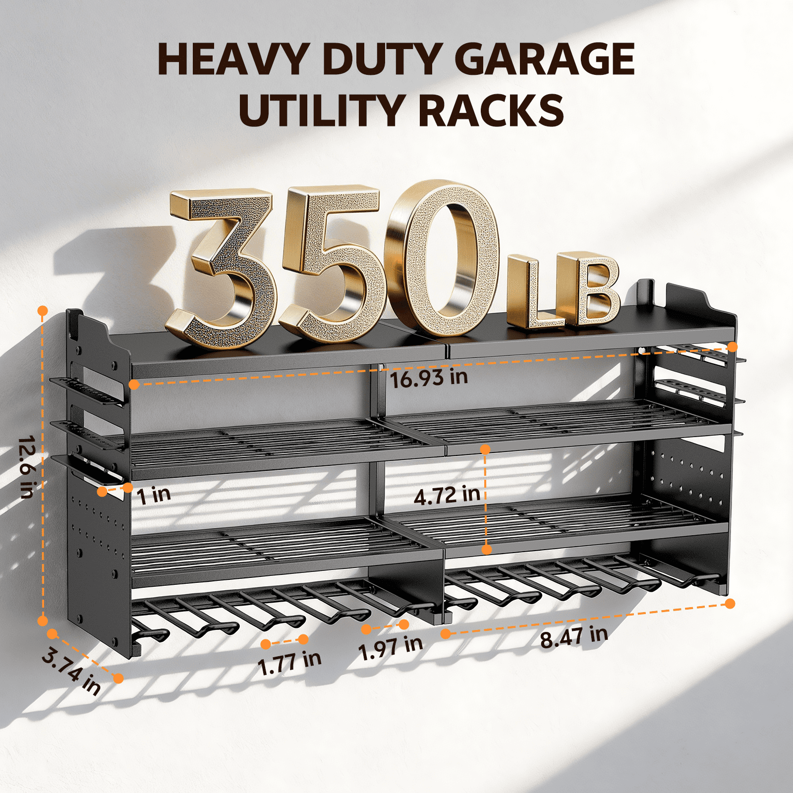 ZRSDIXKI Power Tool Organizer Wall Mount 4-Tier Heavy Duty Drill Holder with Side Pegboards (33 in x 7.9 in x 15.7 in) h79ih