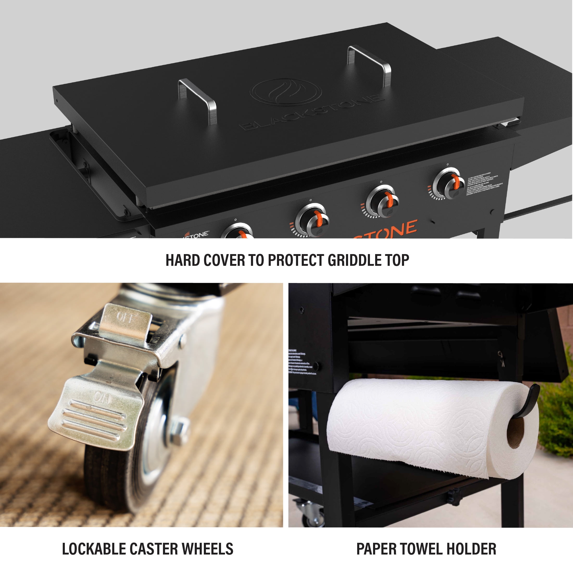 Blackstone Original Outdoor Griddle, 4-Burner 36 in Flat Top Grill with Hard Cover (Black, 36 in) 0vzzm