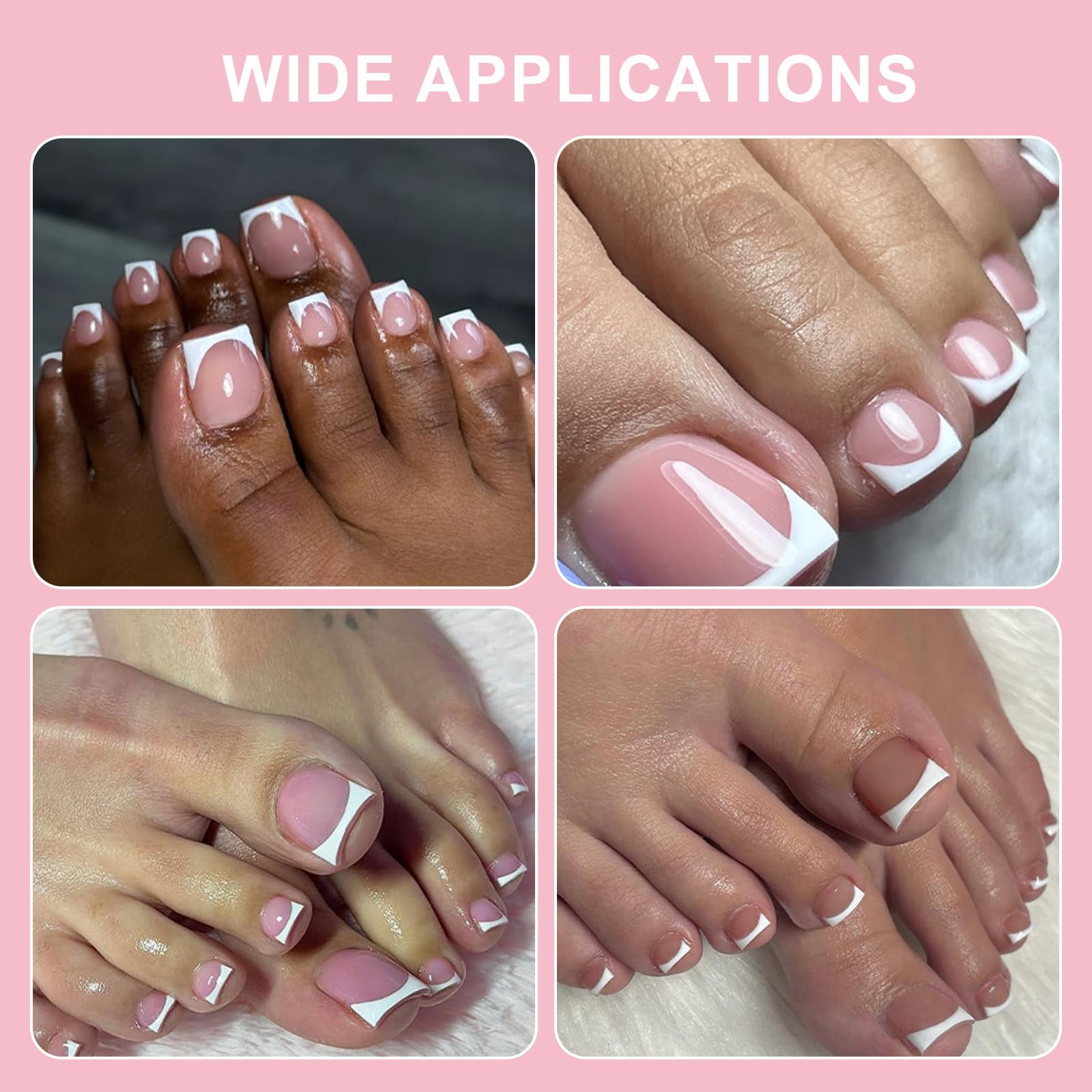 Frevar French Tip Press-On Toenails, Square Soft Gel Full Cover False Nail Extensions (Berry Pink, 150 Pieces) i2xdl