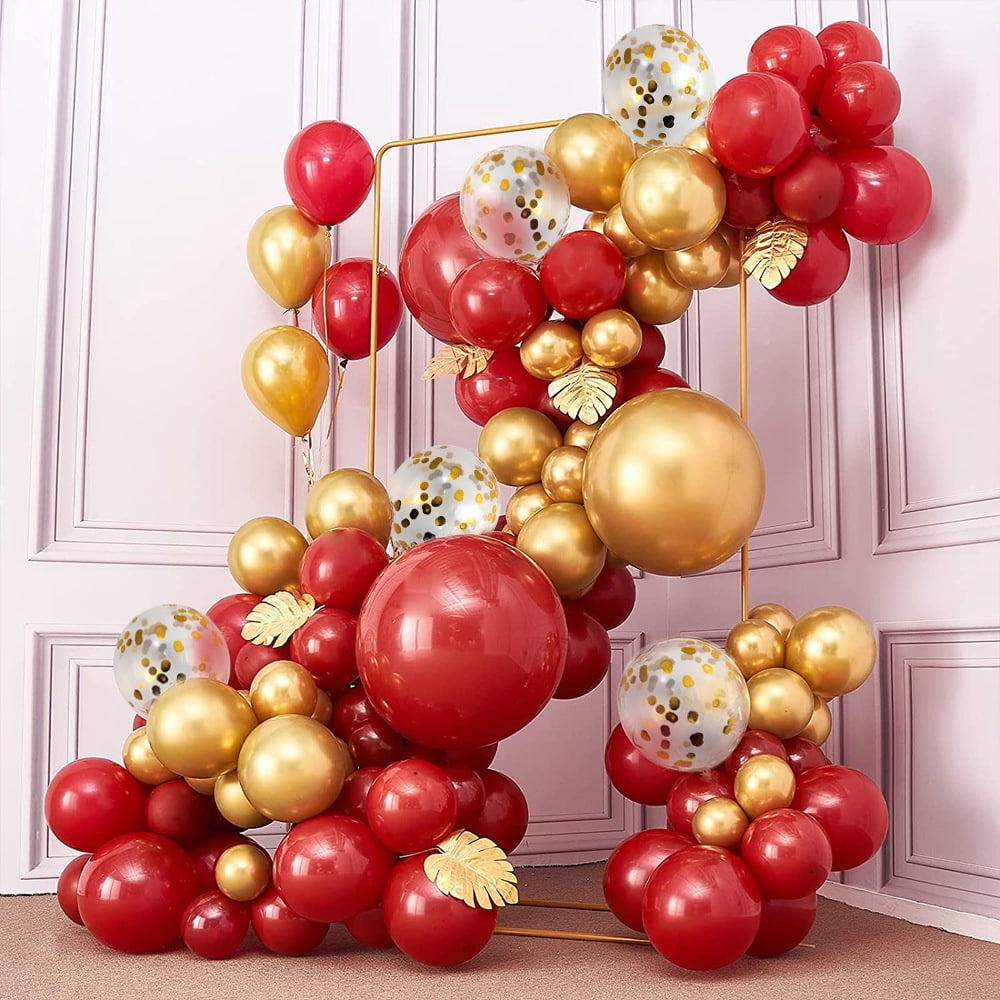 MMTX Balloon Arch Garland Kit, Red and Gold Confetti Party Decorations for Weddings and Anniversaries (110 Piece Set) u8g10