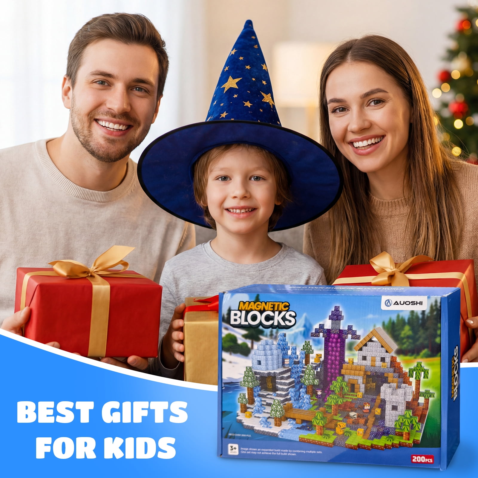 AUOSHI 200 PCS Magnetic Building Blocks STEM Educational Construction Set (Blue, 0.8 in) 8cb6h