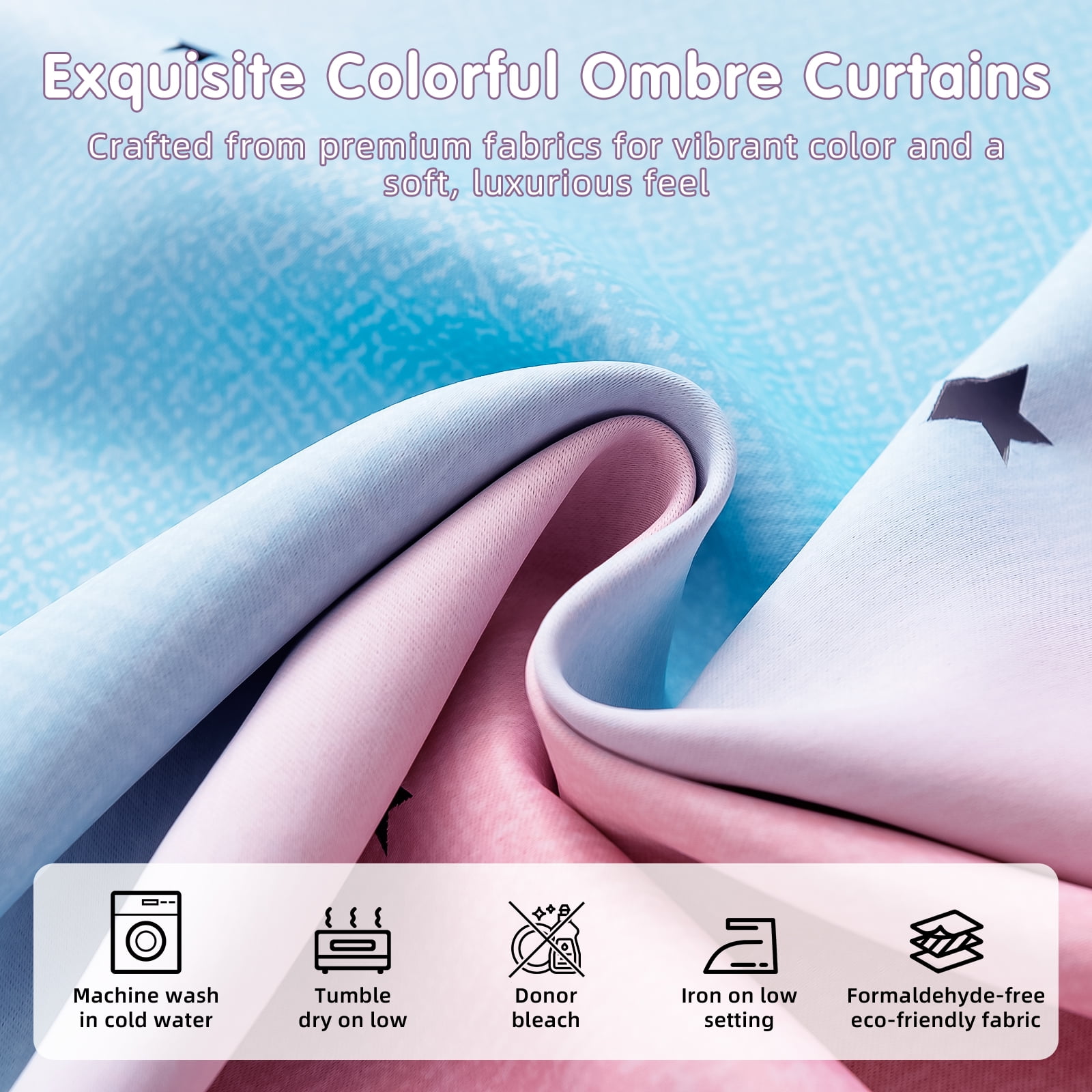 CshidWorld Blackout Curtains for Girls Bedroom, Double Layer Star Cut Out Drapes with Sheer Tulle Overlay (Pink, 52 in x 63 in, 2 Panels) 42w51
