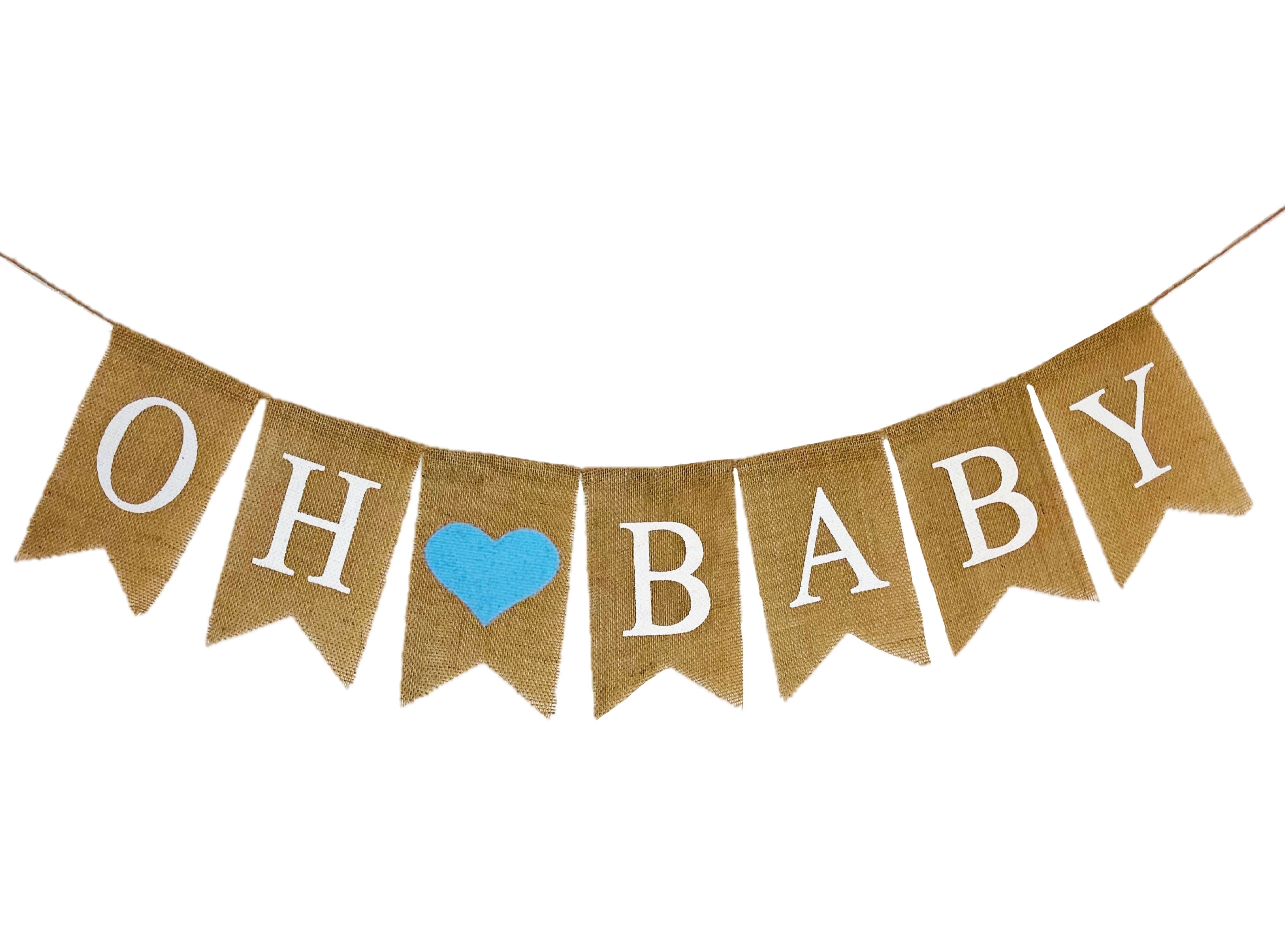 Shimmer Anna Shine Oh Baby Burlap Banner for Baby Shower and Gender Reveal Party (Blue, 8 ft) cqyk1
