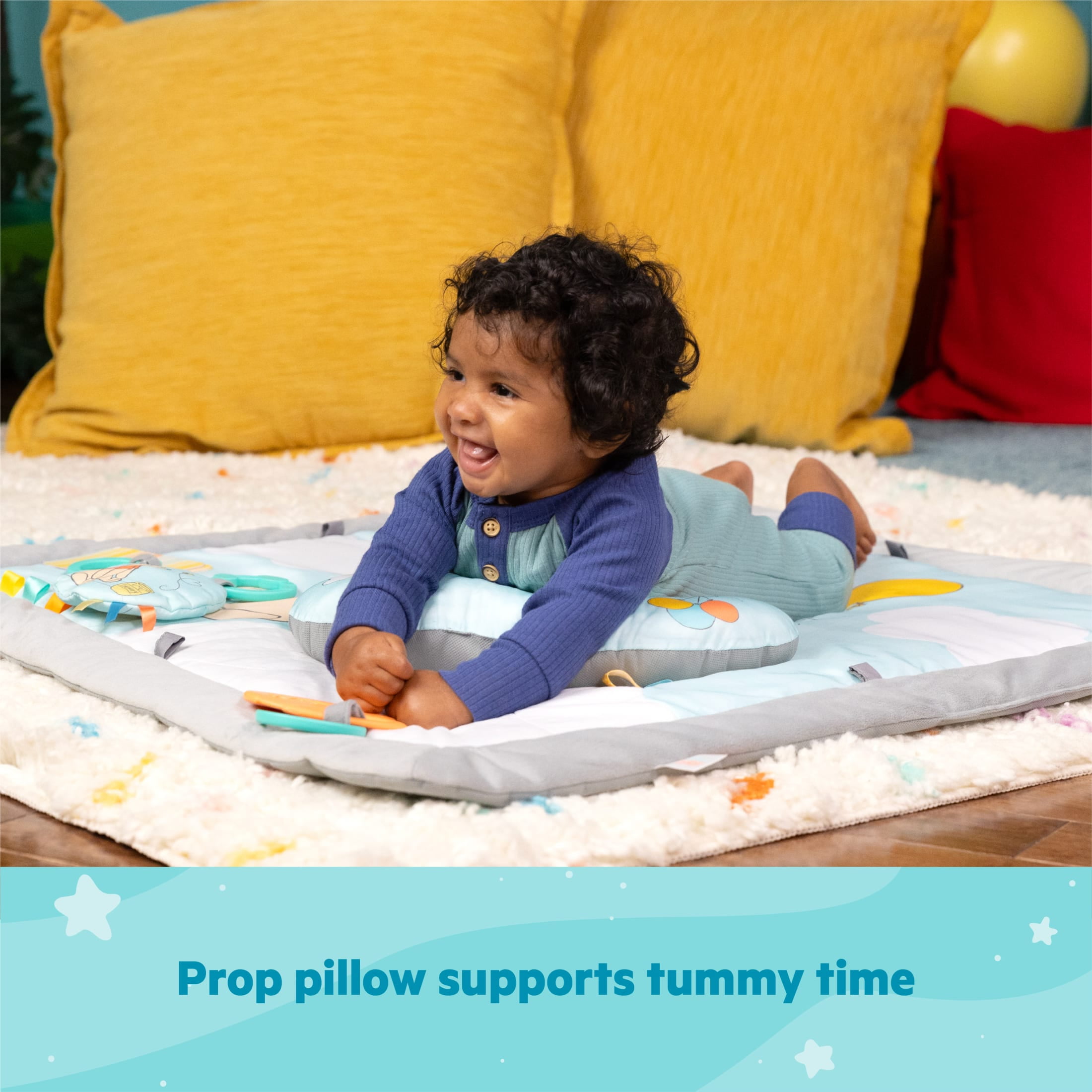Bright Starts Disney Winnie the Pooh Once Upon a Tummy Time Activity Gym (Blue, 30 in x 30 in x 18.5 in) gbe0j