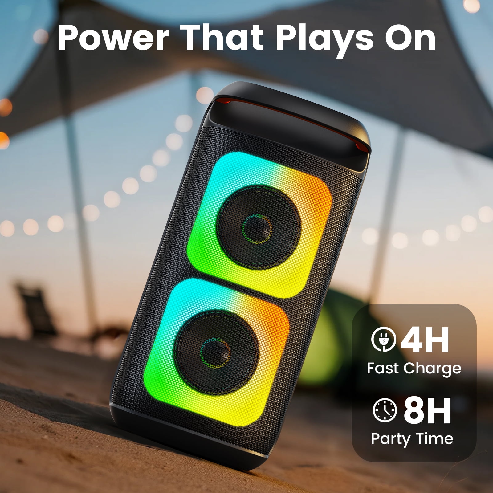 JYX Portable Bluetooth Party Speaker System with Dual Microphones and Remote Control (Black, 40W) yj1lj
