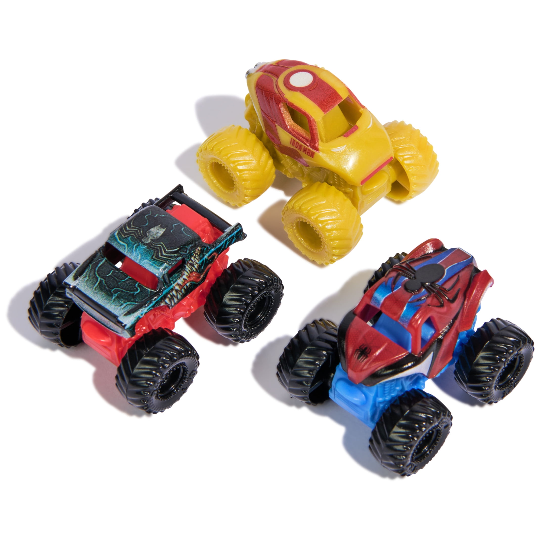 Monster Jam Marvel Mini Die-Cast Monster Truck 3-Pack (Spider-Man, Venom, Iron Man, 3 in) otfug