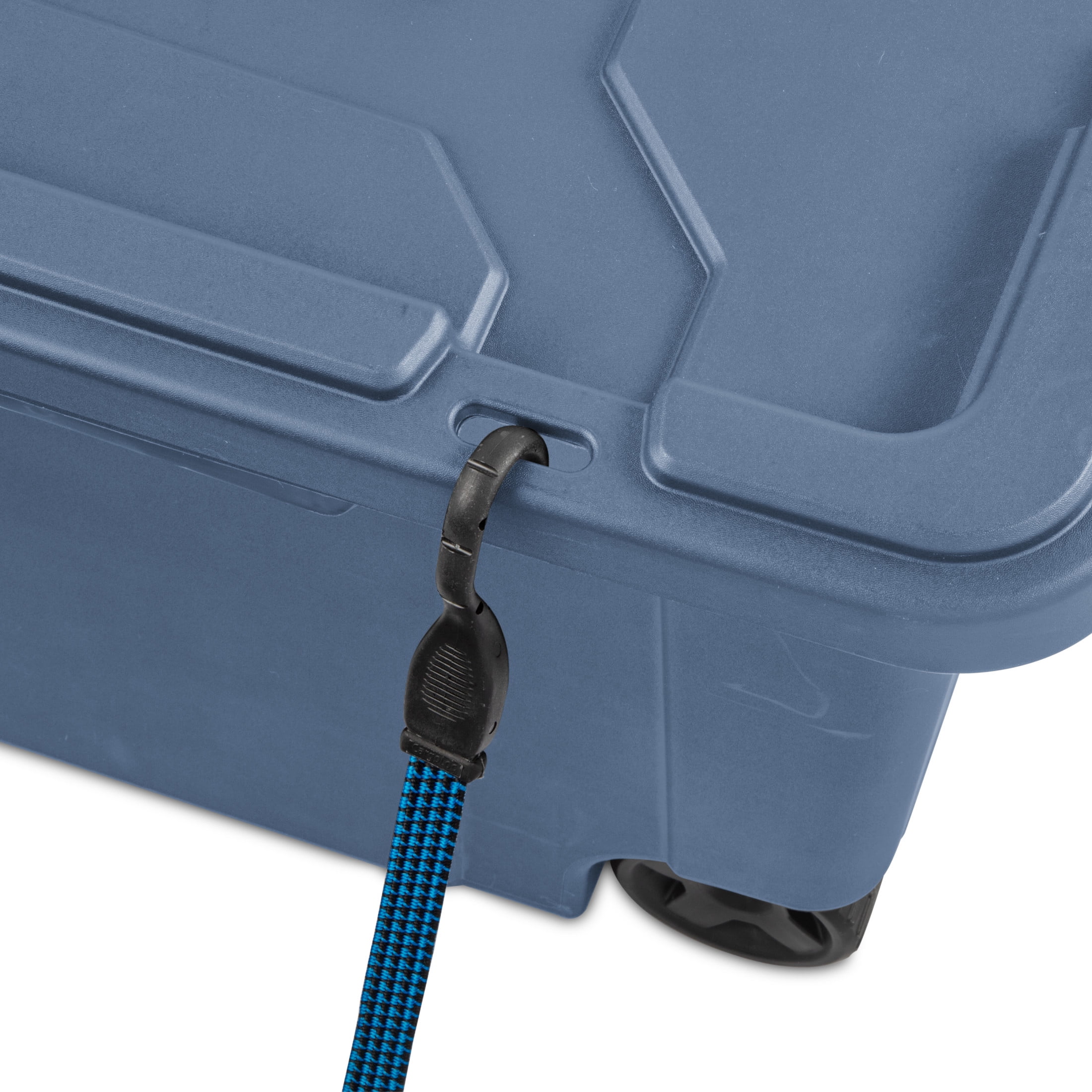 Sterilite Industrial Wheeled Storage Bin, Heavy-Duty Plastic Tote with Latching Lid and Pull Handle (Blue, 40 Gallon, 2 Pack) 1srgn