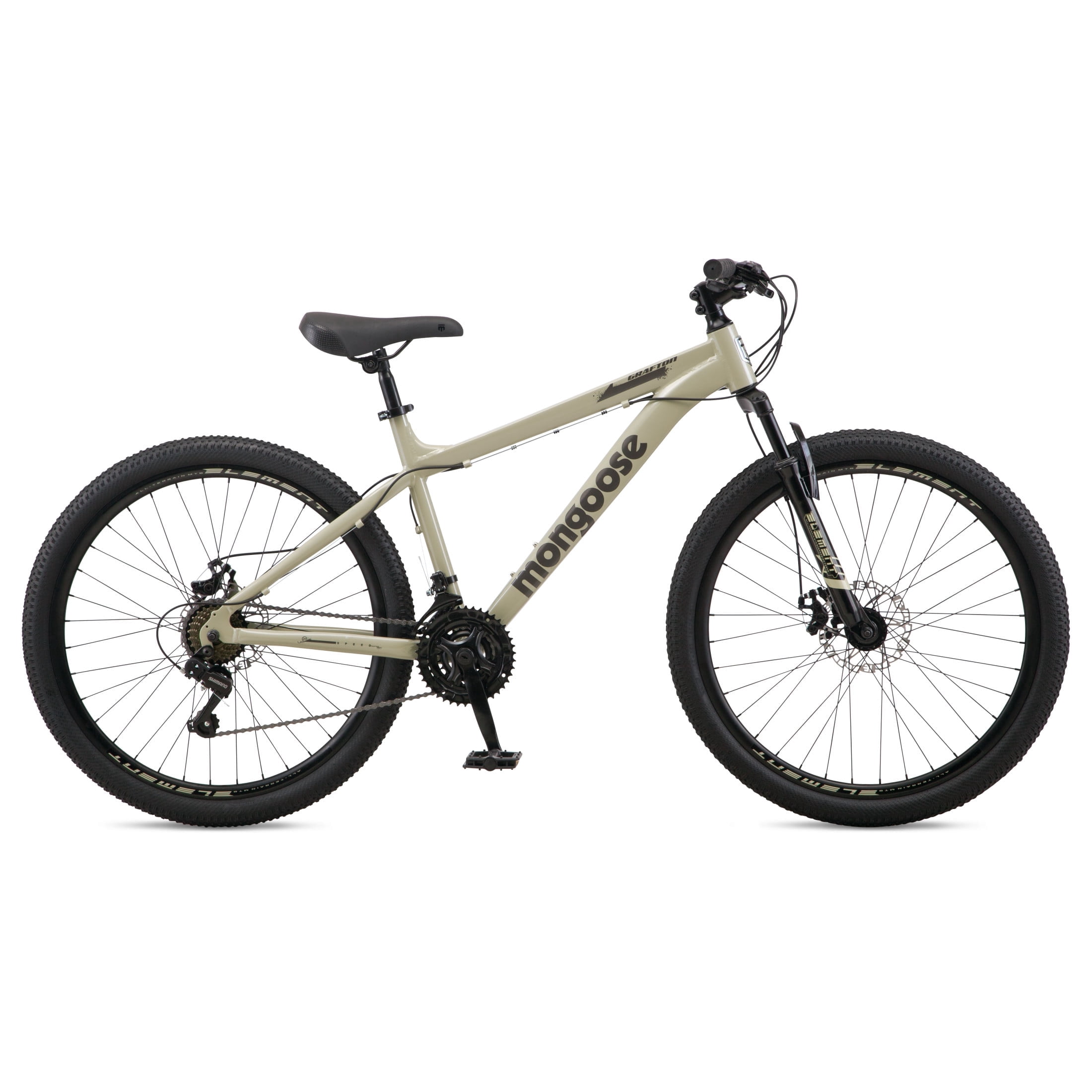 Mongoose Grafton Mountain Bike, 21-Speed Hardtail, Rugged Off-Road Performance (Tan, 26 in Wheel) f592m