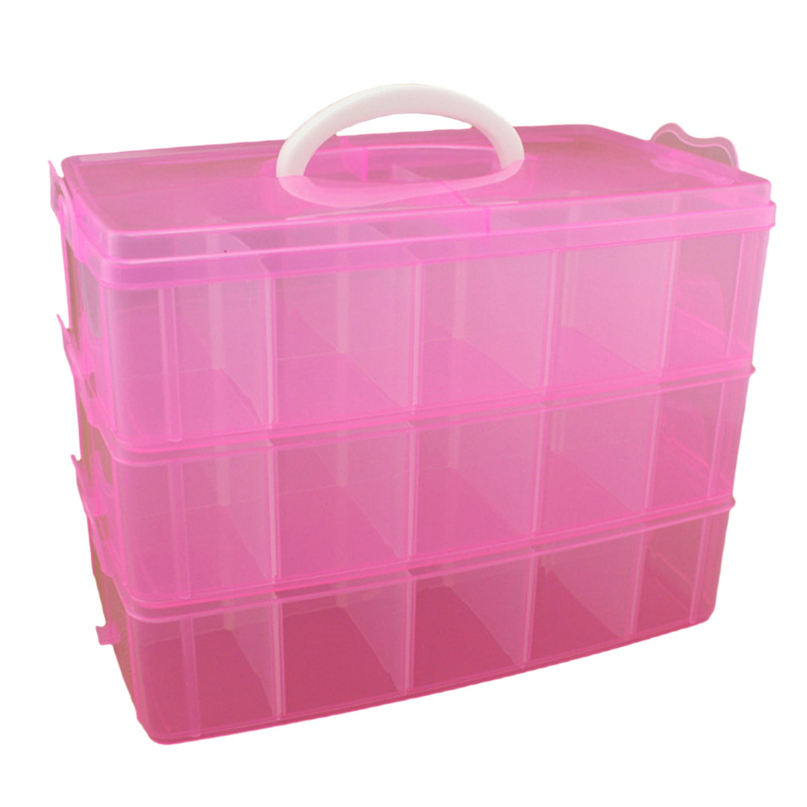 Loetky 30-Compartment Plastic Storage Organizer with Transparent Lid (Clear, 10.5 in x 6.5 in x 2.5 in) bvttp