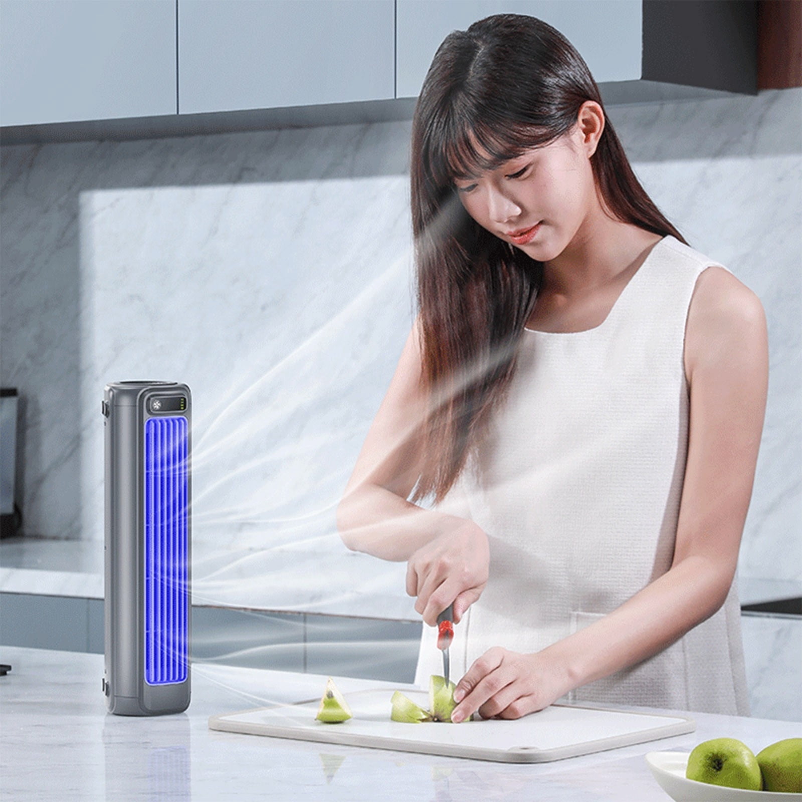 Xiaoleyu Portable Bladeless Tower Fan Quiet Desktop Cooling Fan with 3 Speeds and LED Display (Gray) losu5