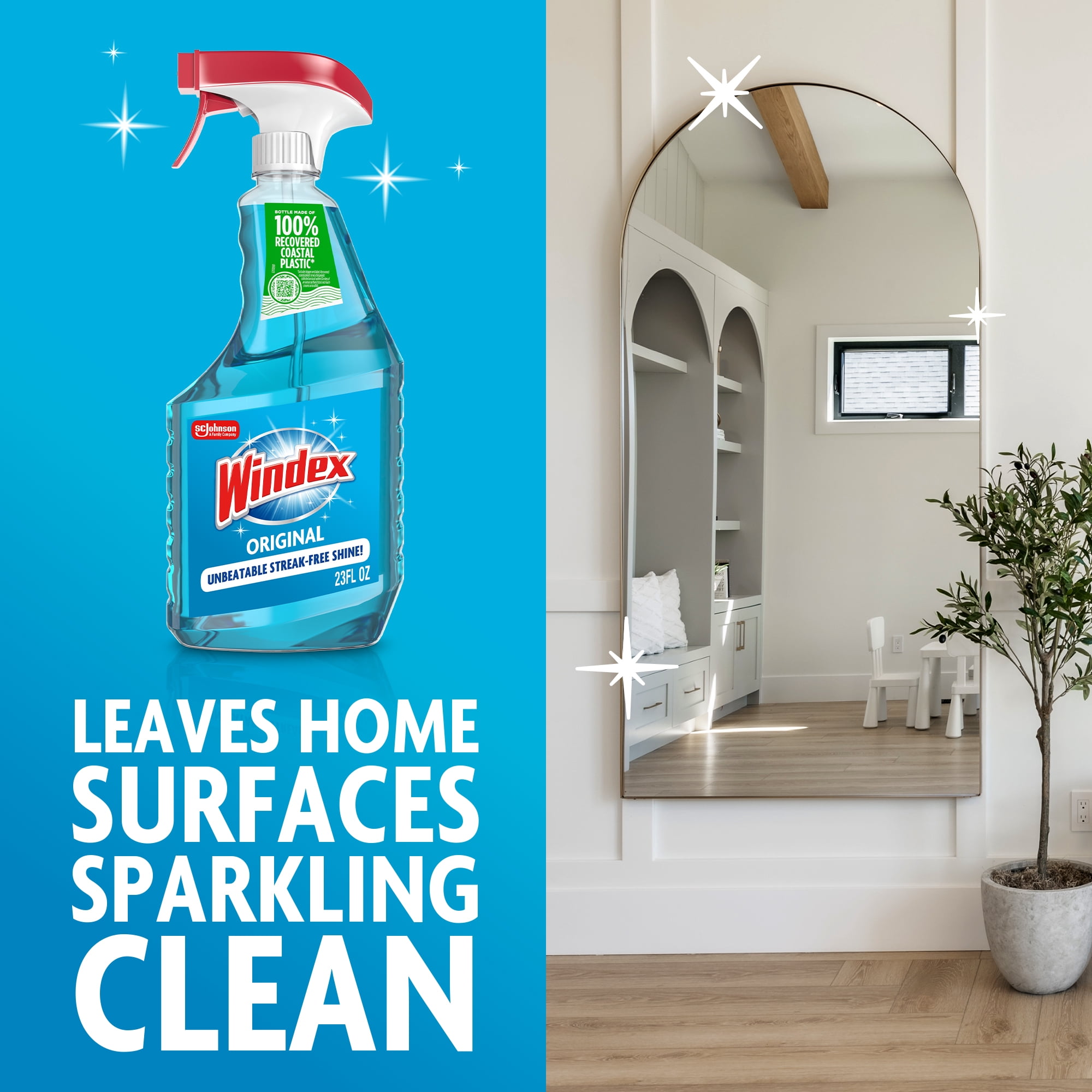 Windex Glass, Window, and Mirror Cleaner, Streak-Free Shine, Original Blue (23 fl oz) pmuyv