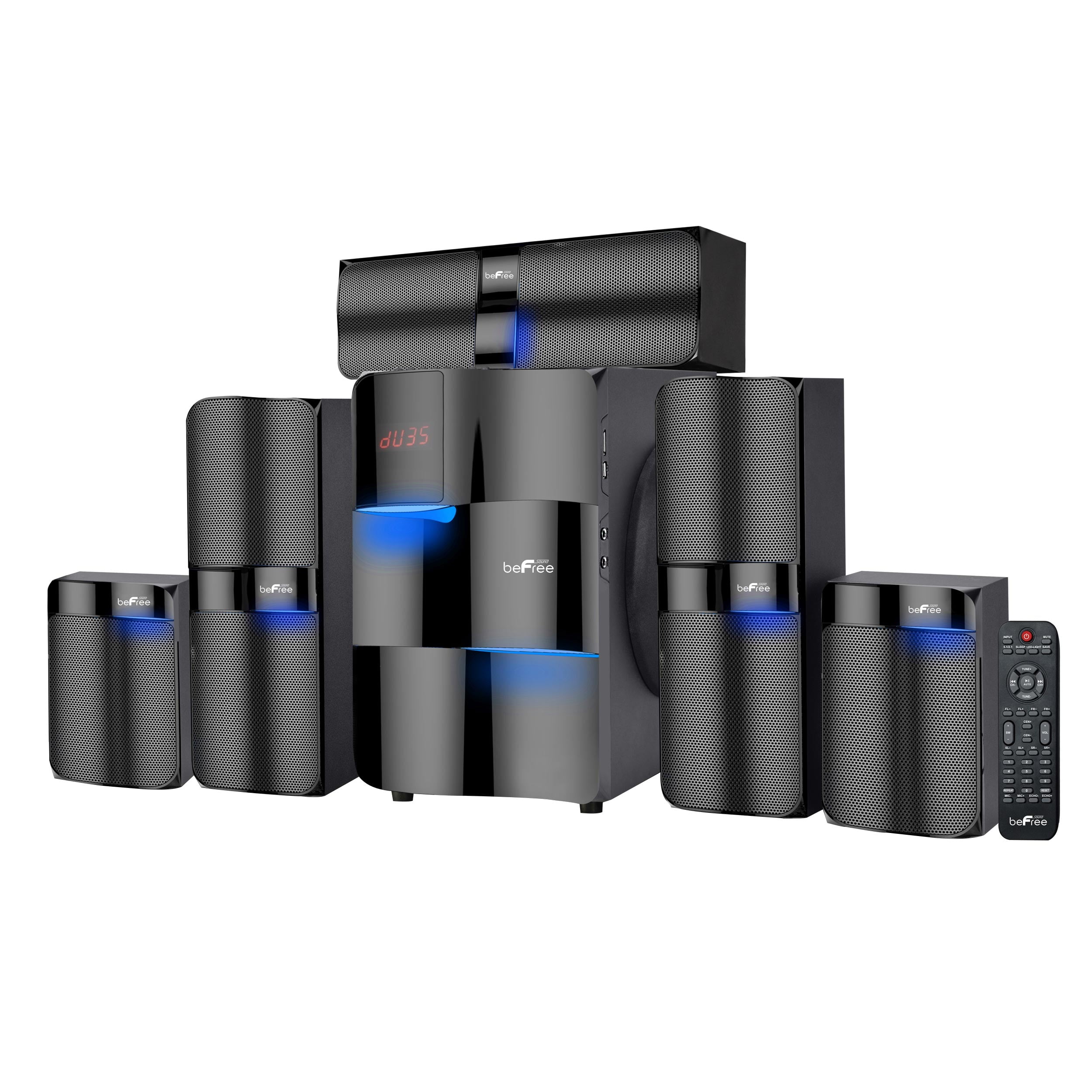 beFree Sound 5.1 Channel Surround Sound Bluetooth Speaker System (Black, 125 Watts) 2ap5n