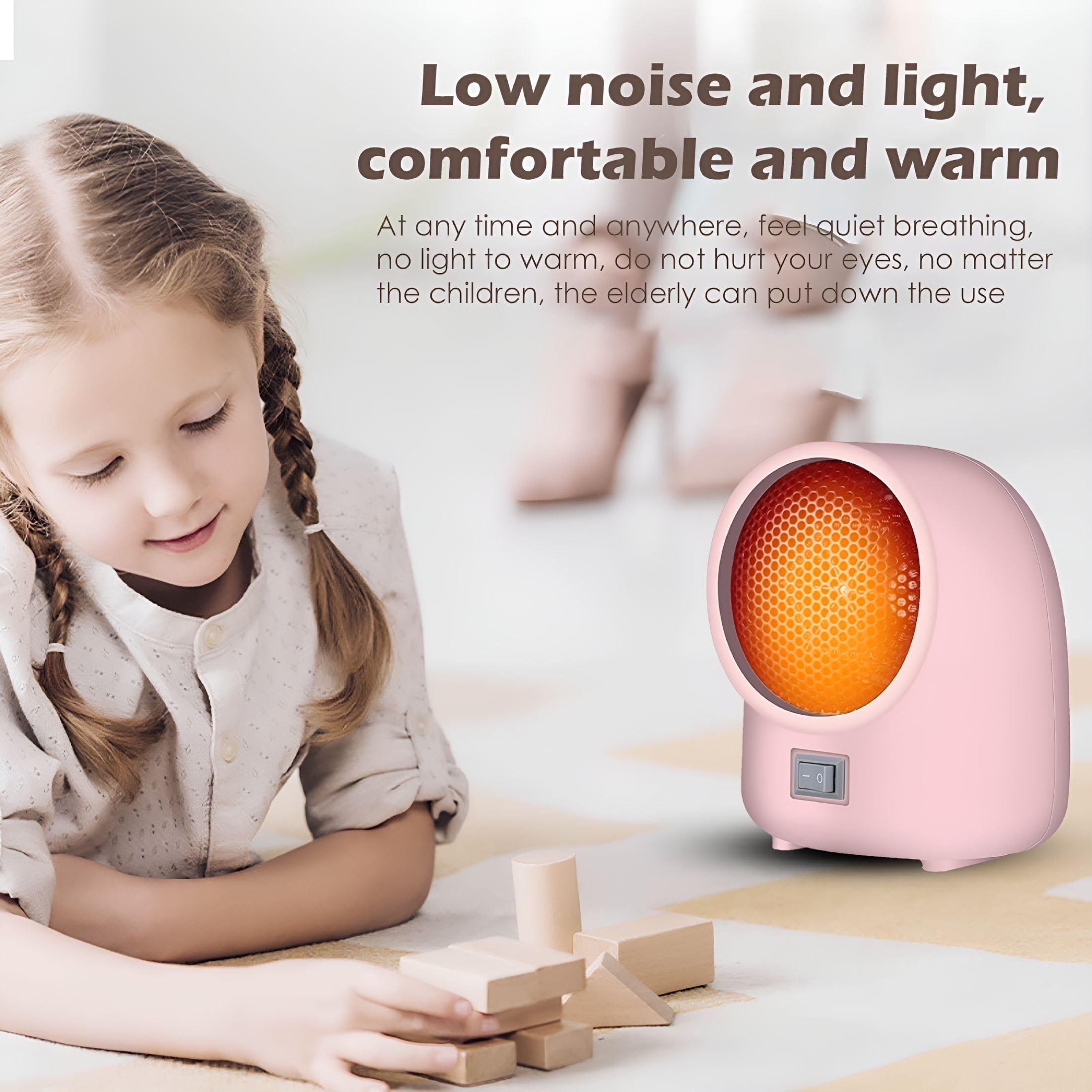 Hibibud Portable Rechargeable Desktop Heater, Fast Heating Personal Space Warmer for Office and Home (Pink) aluq4