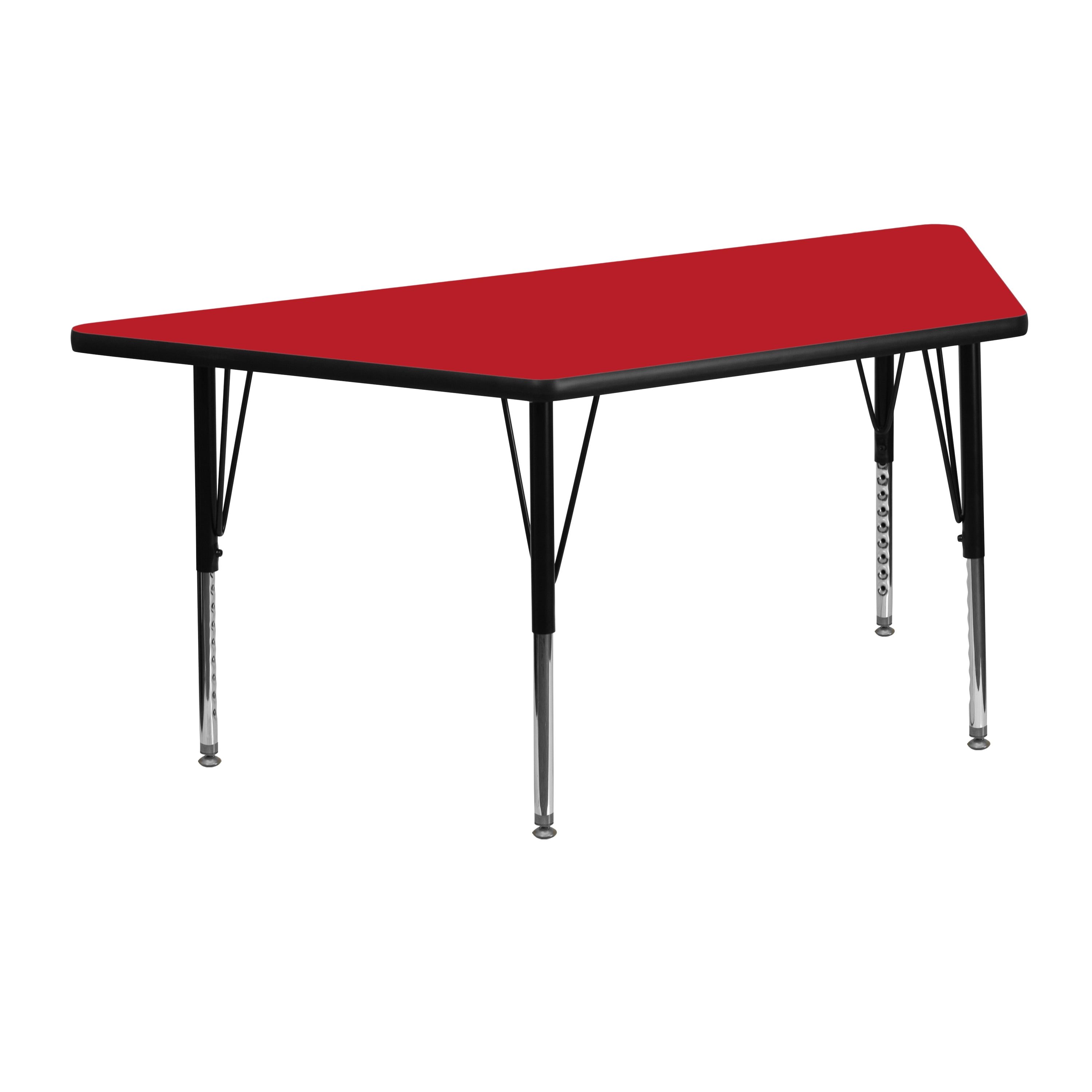 Flash Furniture Wren Trapezoid Activity Table, Height Adjustable Classroom Desk (Red, 22.5 in W x 45 in L) 78nyy