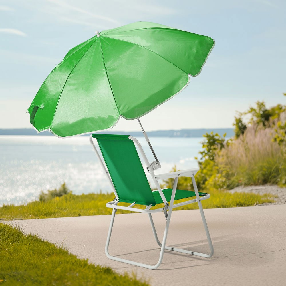 Resenkose Folding Beach Chair with Detachable Umbrella, Portable Outdoor Camping Seat (Green, 265 lb Capacity) bs21h