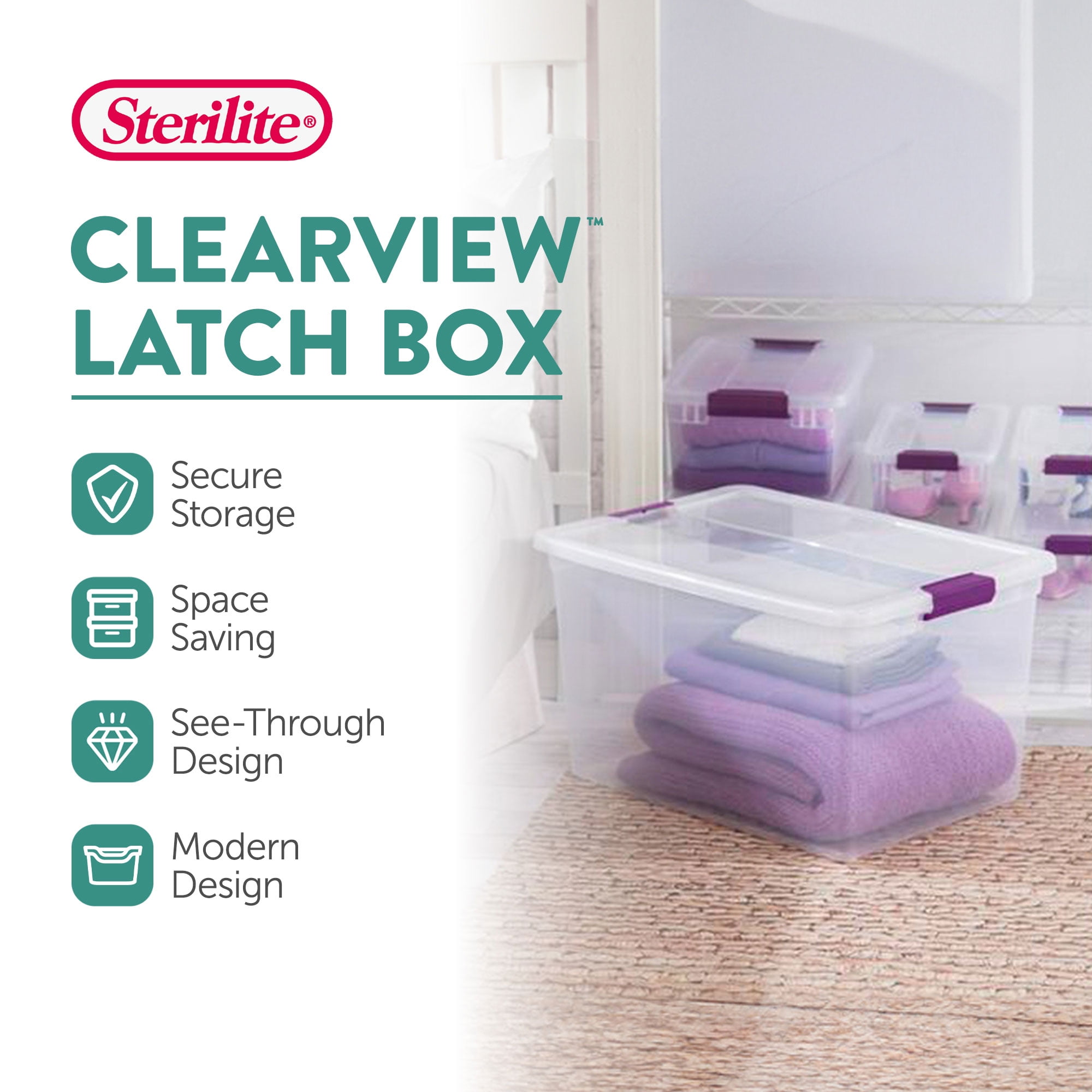 Sterilite 66 Quart Latching Storage Container Tote (Clear, 6 Pack) wvf2u