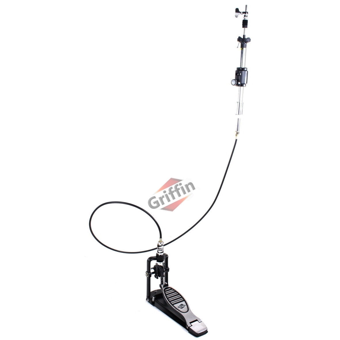 Griffin Remote Hi-Hat Cymbal Stand with Auxiliary Cable Foot Pedal (Chrome, 4.5 ft Cable) boi7o