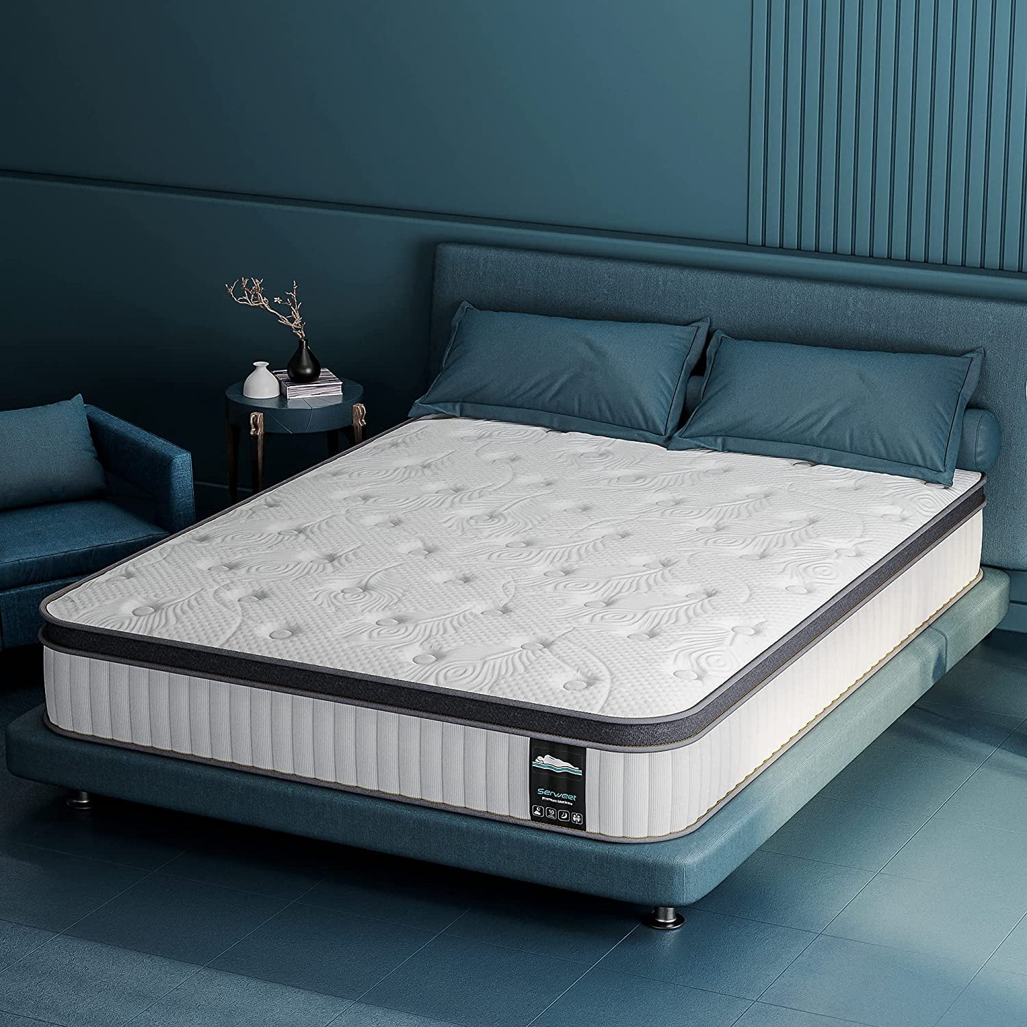 Serweet 10 Inch Memory Foam Hybrid Queen Mattress, Medium Firm Innersprings for Motion Isolation (Grey, Queen) mdycf