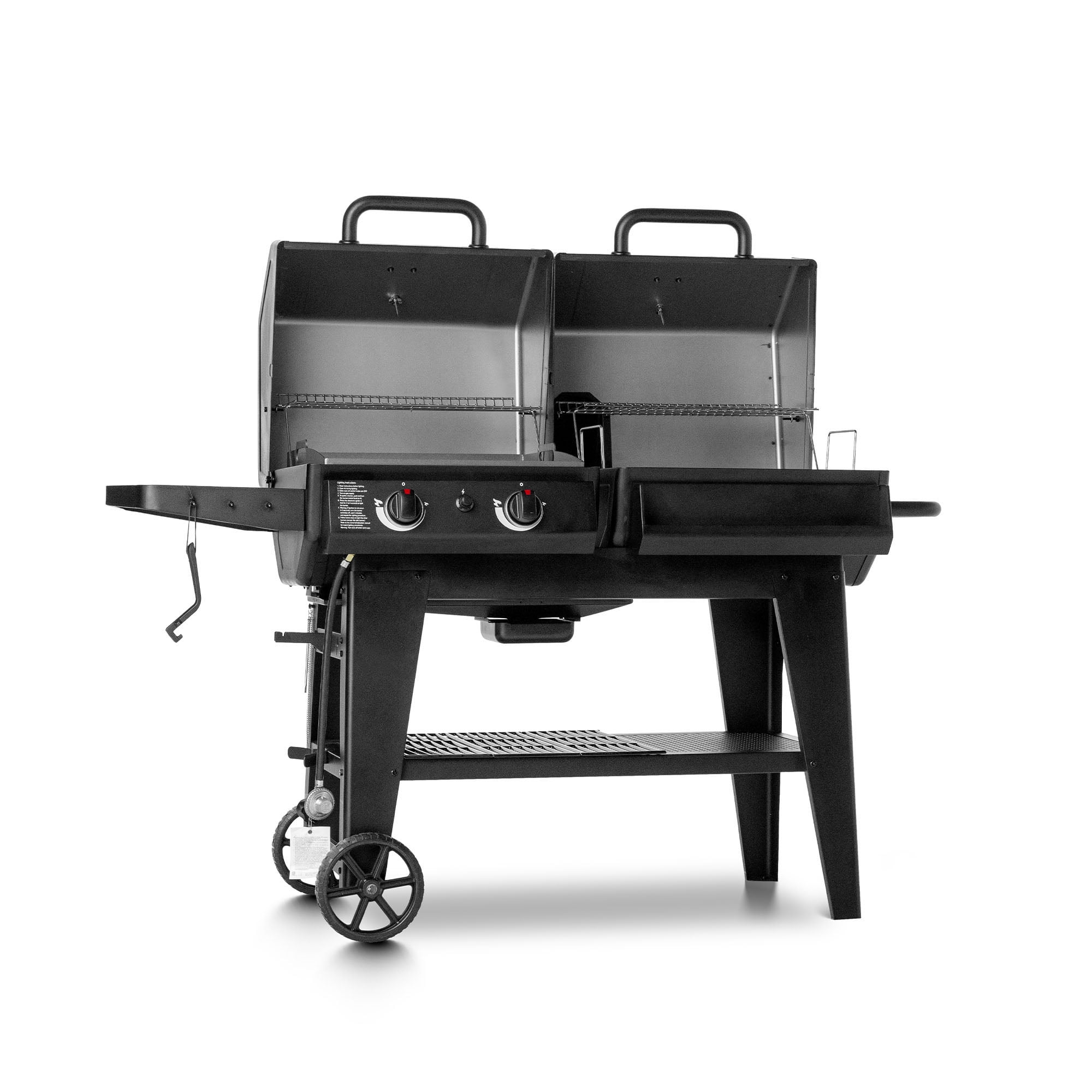 Char-Griller Flex Fuel Plus Gas and Charcoal Grill, Griddle and Smoker (Black, 1260 sq in) 2h6kx