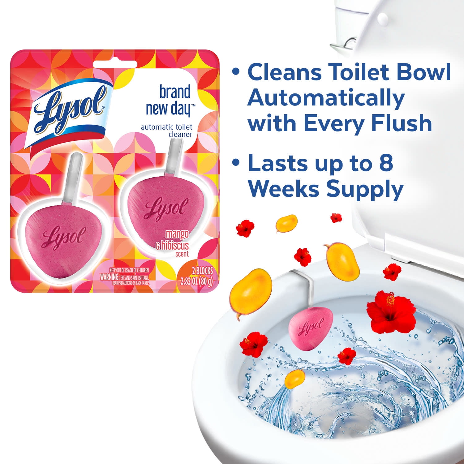 Lysol Toilet Bowl Cleaner Rim Hanger, Mandarin and Ginger Lily Scent, Long-Lasting Freshness (2 Count, 2.82 oz) 66sqb