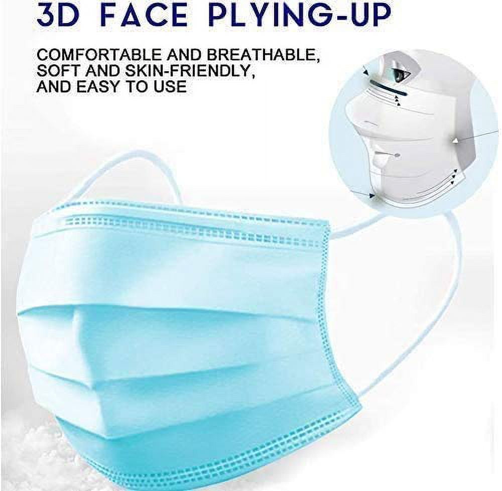SUWU Disposable 3-Ply Face Masks, Breathable Protective Facial Covers with Elastic Earloops (Blue, 50 Pack) olv61