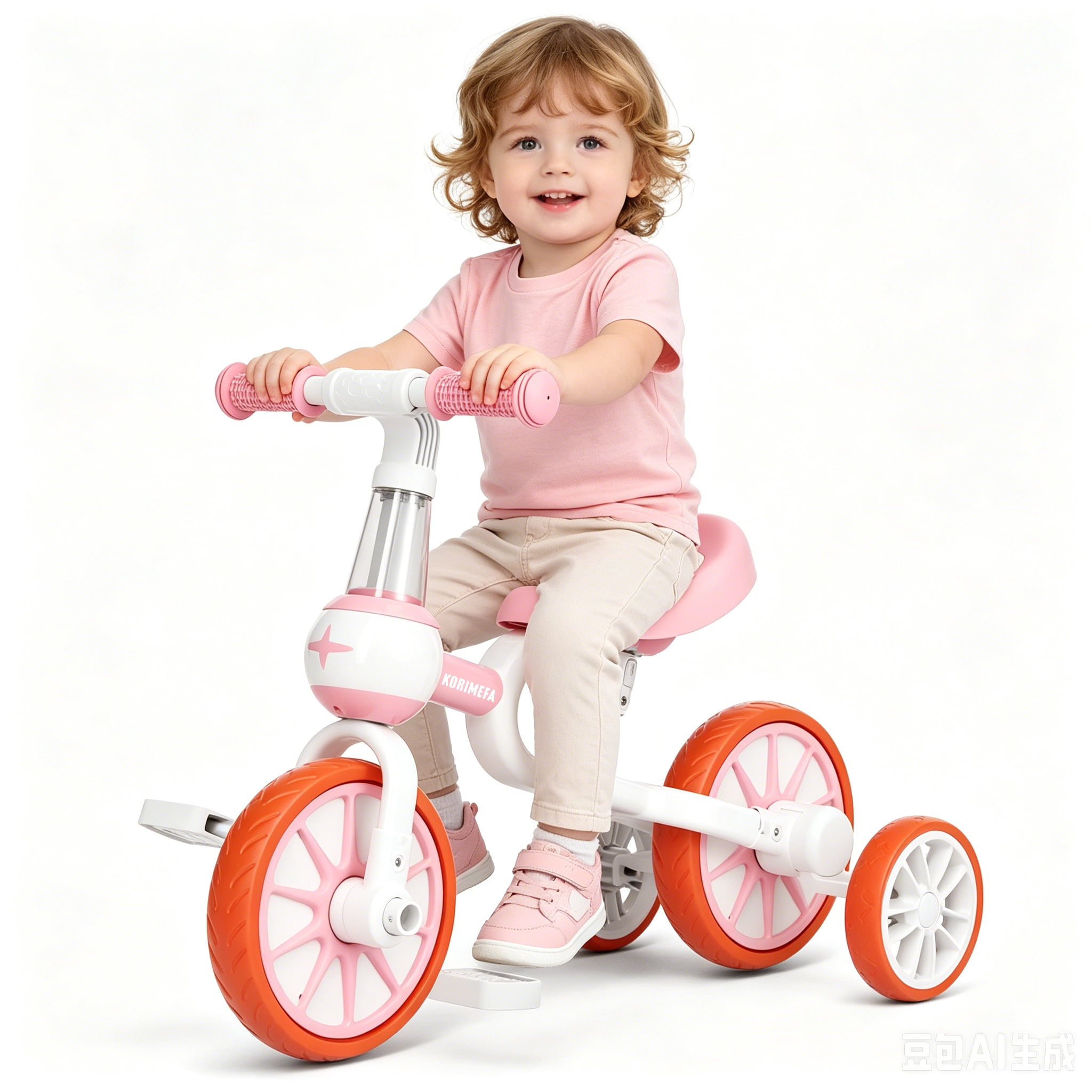 KORIMEFA 3-in-1 Kids Tricycle and Balance Bike, Convertible Toddler Riding Toy (Pink, 66.14 lb Capacity) de0ja