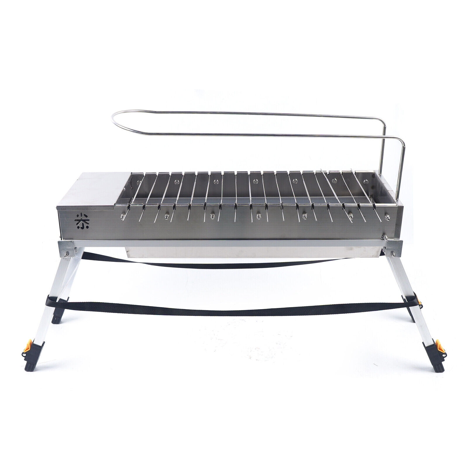 KONKENIE Foldable Electric BBQ Grill Stainless Steel Portable Outdoor Camping Barbecue Machine (Silver, 27 in x 9.5 in x 4.7 in) y1jlm