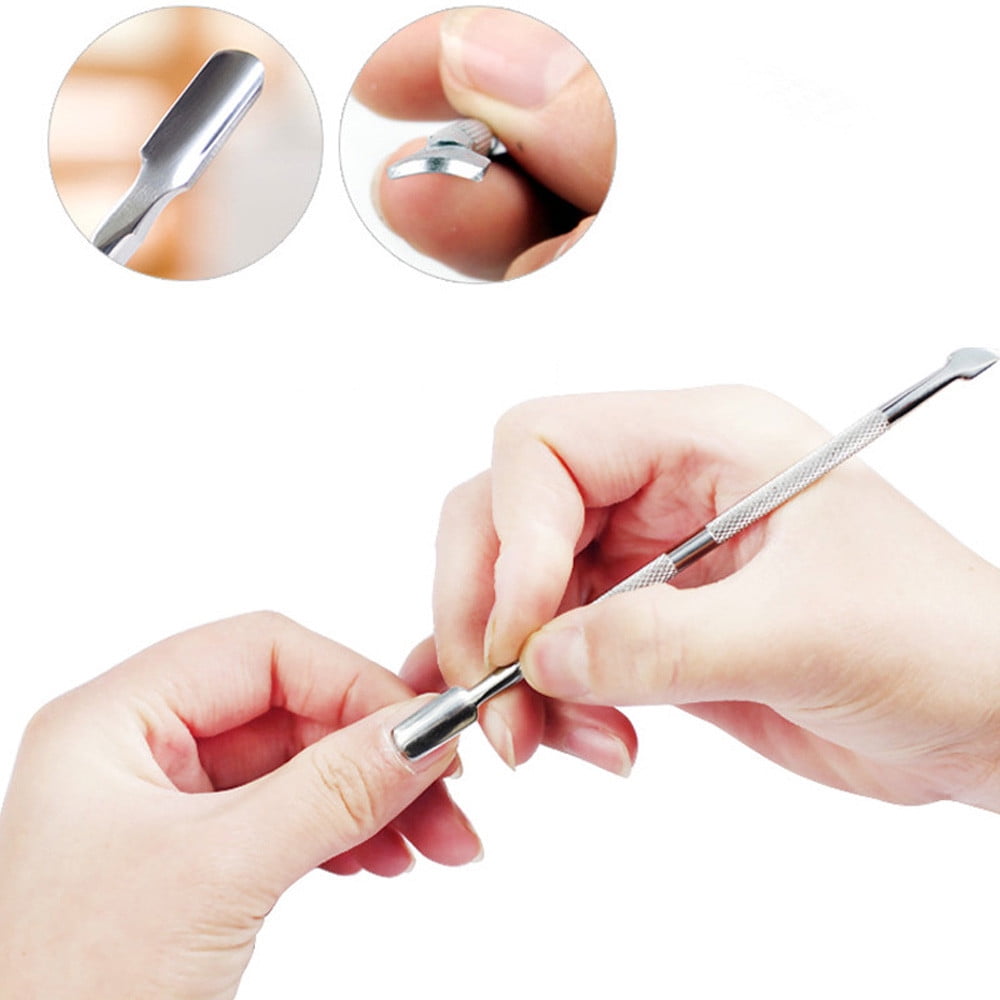 Dr.Pedi Stainless Steel Cuticle Pusher and Nail Cleaner Set (Silver, 4 Pcs) udf9s