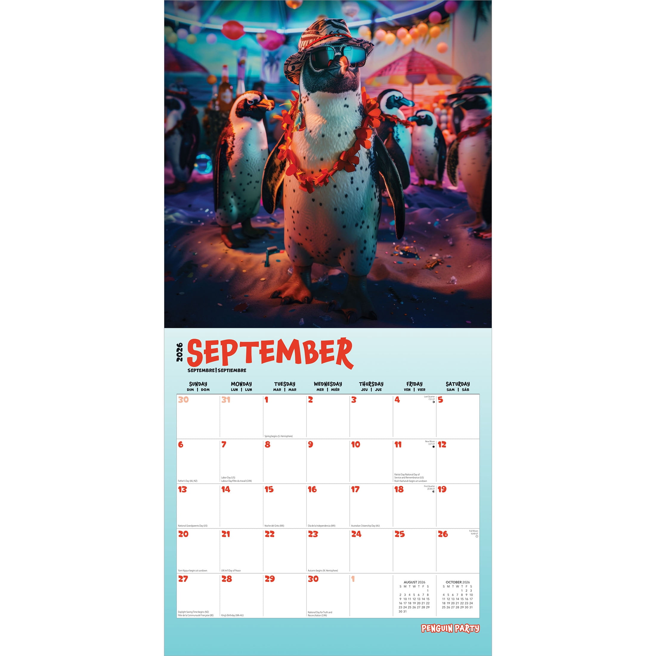 BrownTrout Penguin Party 2026 Wall Calendar (12 in x 24 in) p4xme