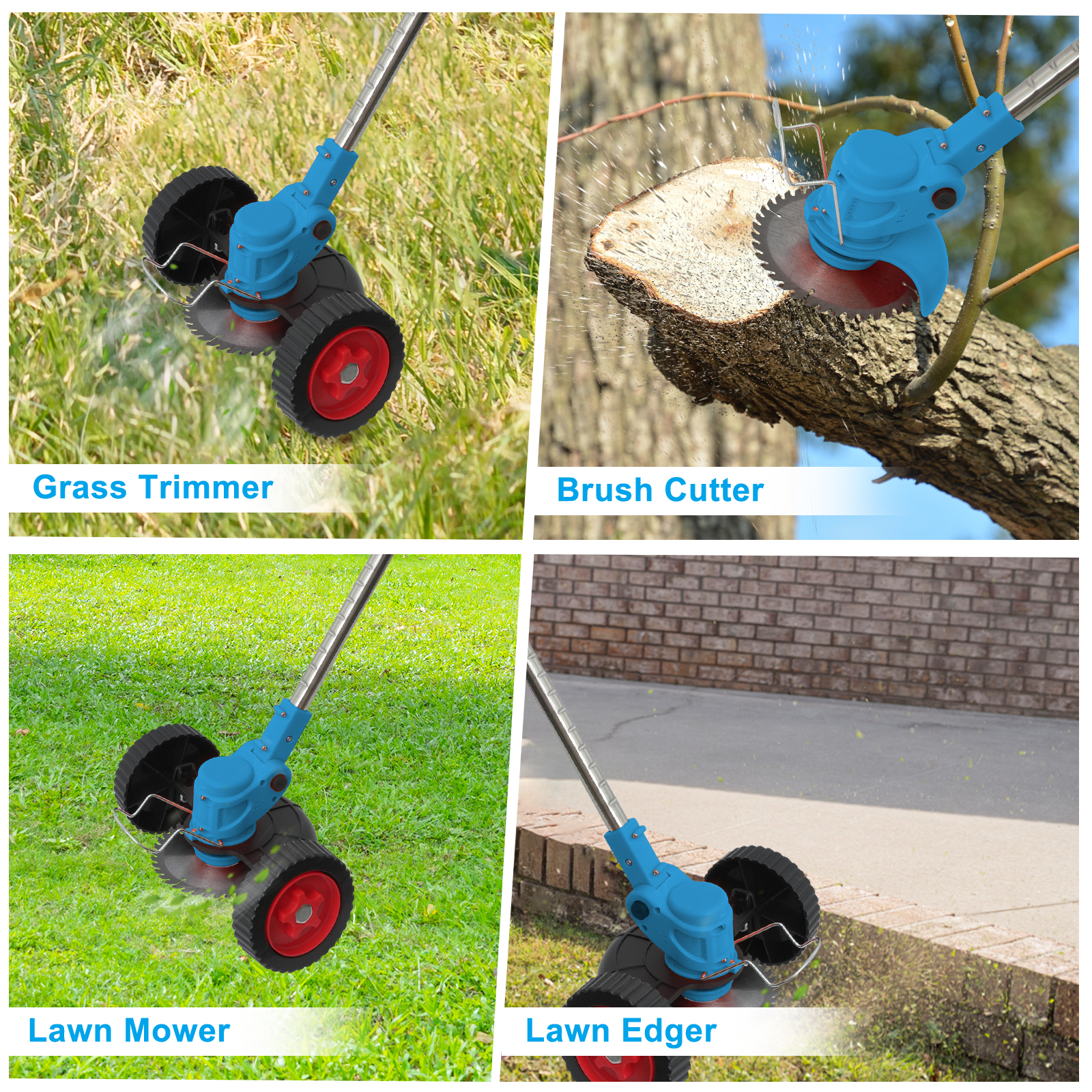 TopZoo Electric String Trimmer with Dual 24V Battery System and Adjustable Shaft (Blue, 35-47 in) 7gh10