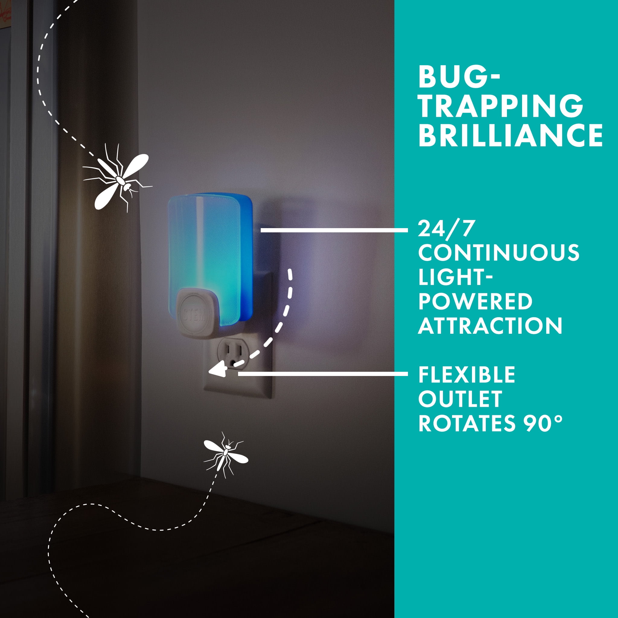 Stem Flying Insect Light Trap, Indoor Pest Control with Sticky Refill Cartridges (Blue, 1 Trap and 2 Cartridges) 6duv5