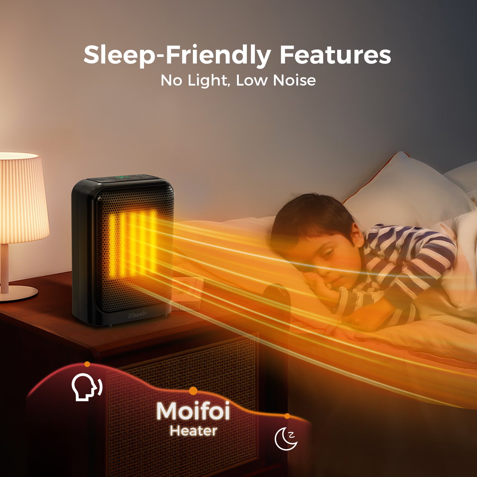 Moifoi 1500W Ceramic Space Heater, Portable Indoor Fan Heater with Adjustable Thermostat (Black, 6.18 in x 4.80 in x 8.94 in) qtkv5