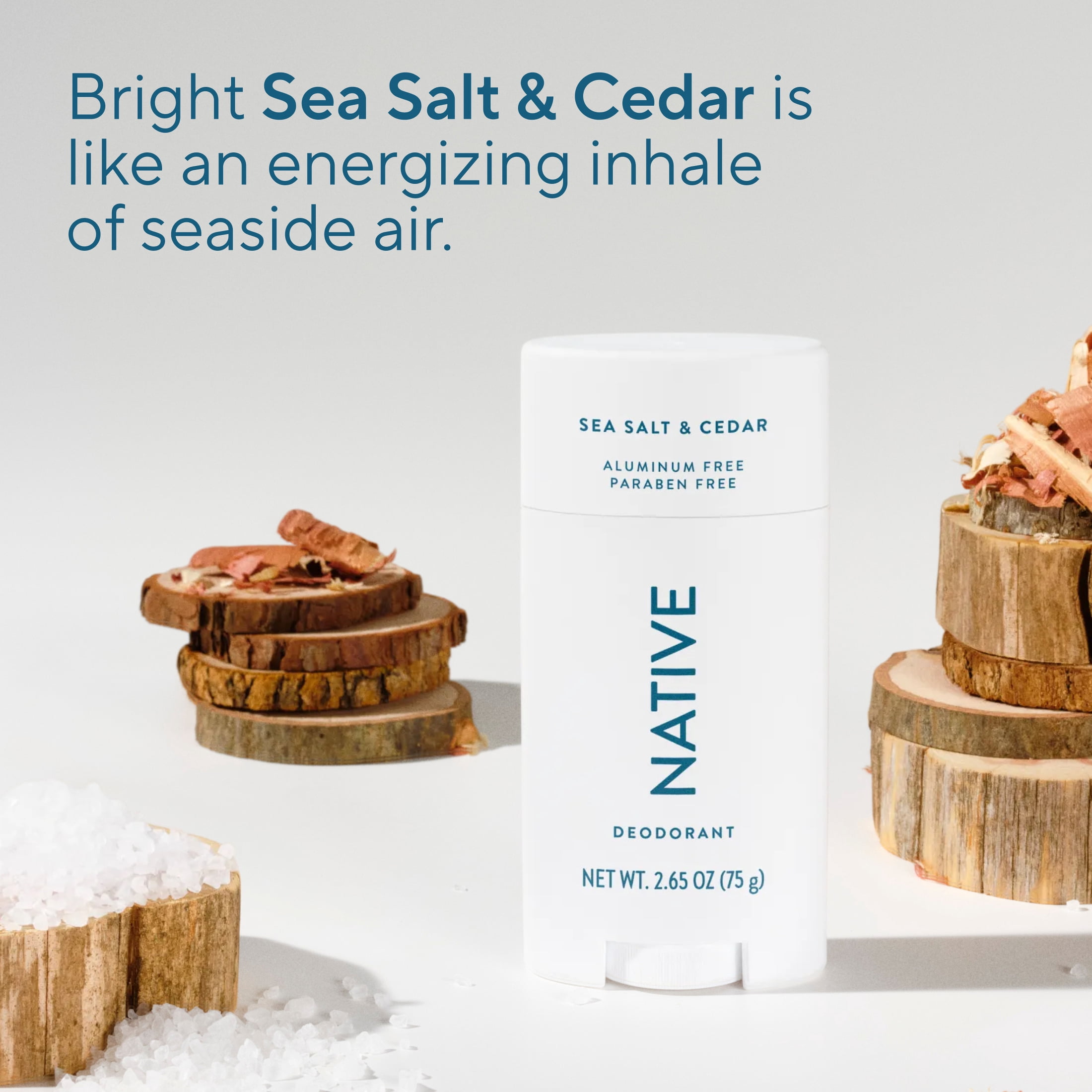 Native Deodorant Aluminum-Free Sea Salt & Cedar Long-Lasting Odor Protection (2.65 oz) qyf8m