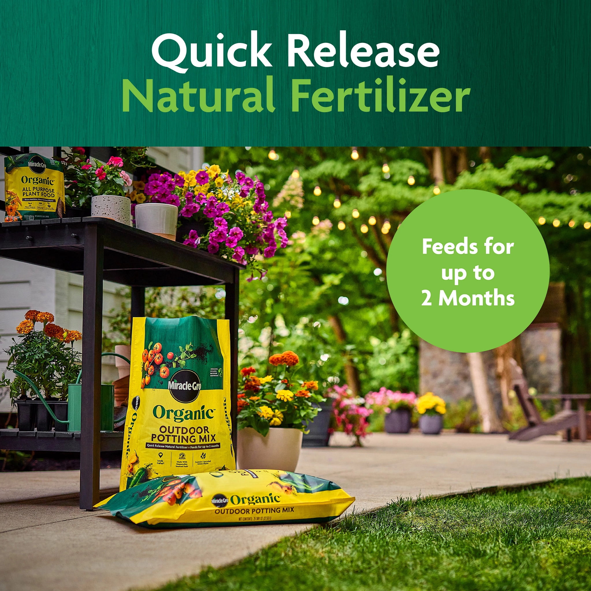 Miracle-Gro Organic Outdoor Potting Mix for Container Plants, Natural Fertilizer Enriched (25 qt) va4yy