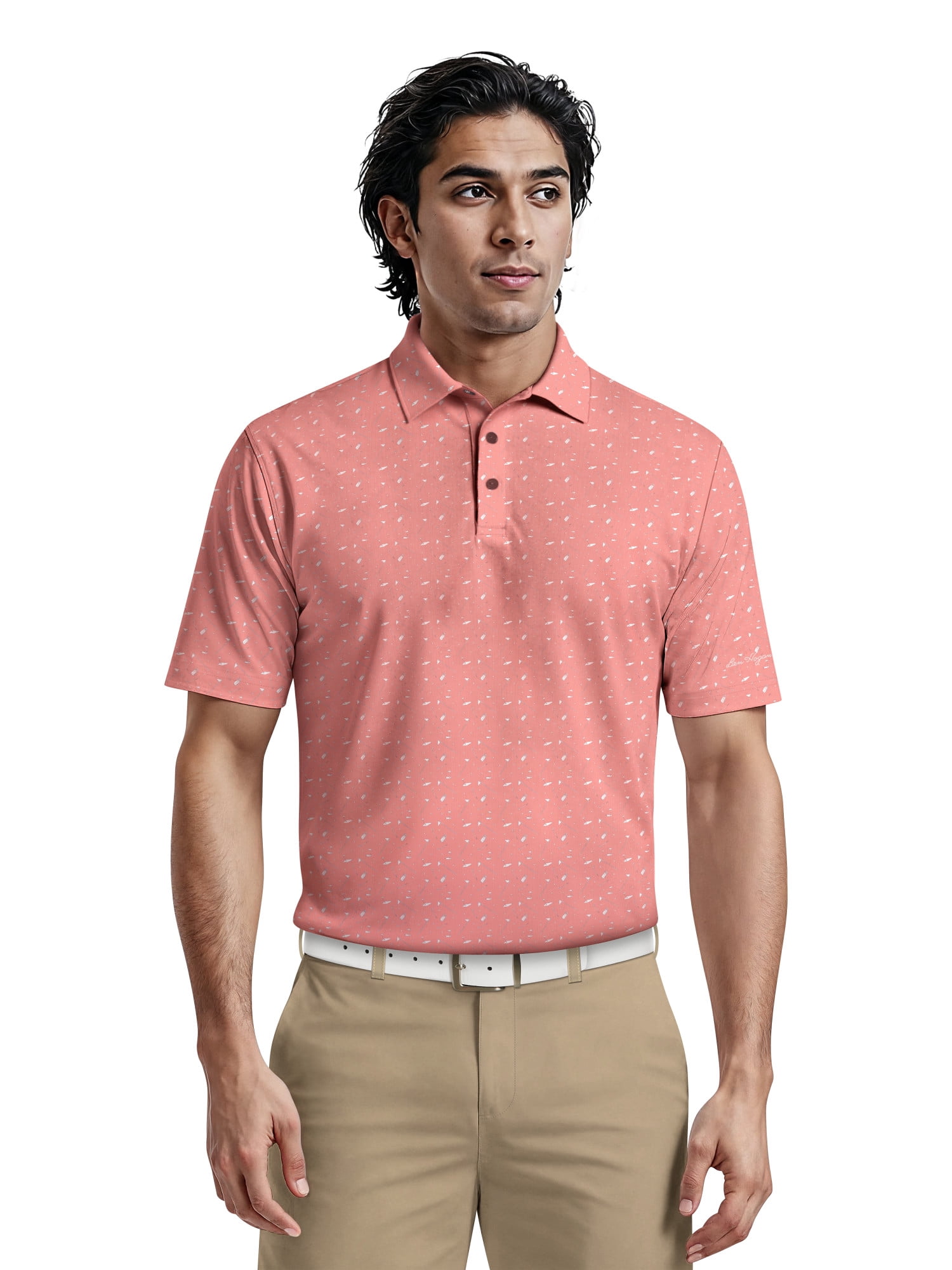 Ben Hogan Men's Performance Golf Themed Short Sleeve Polo Shirt (White, XL) 6om33