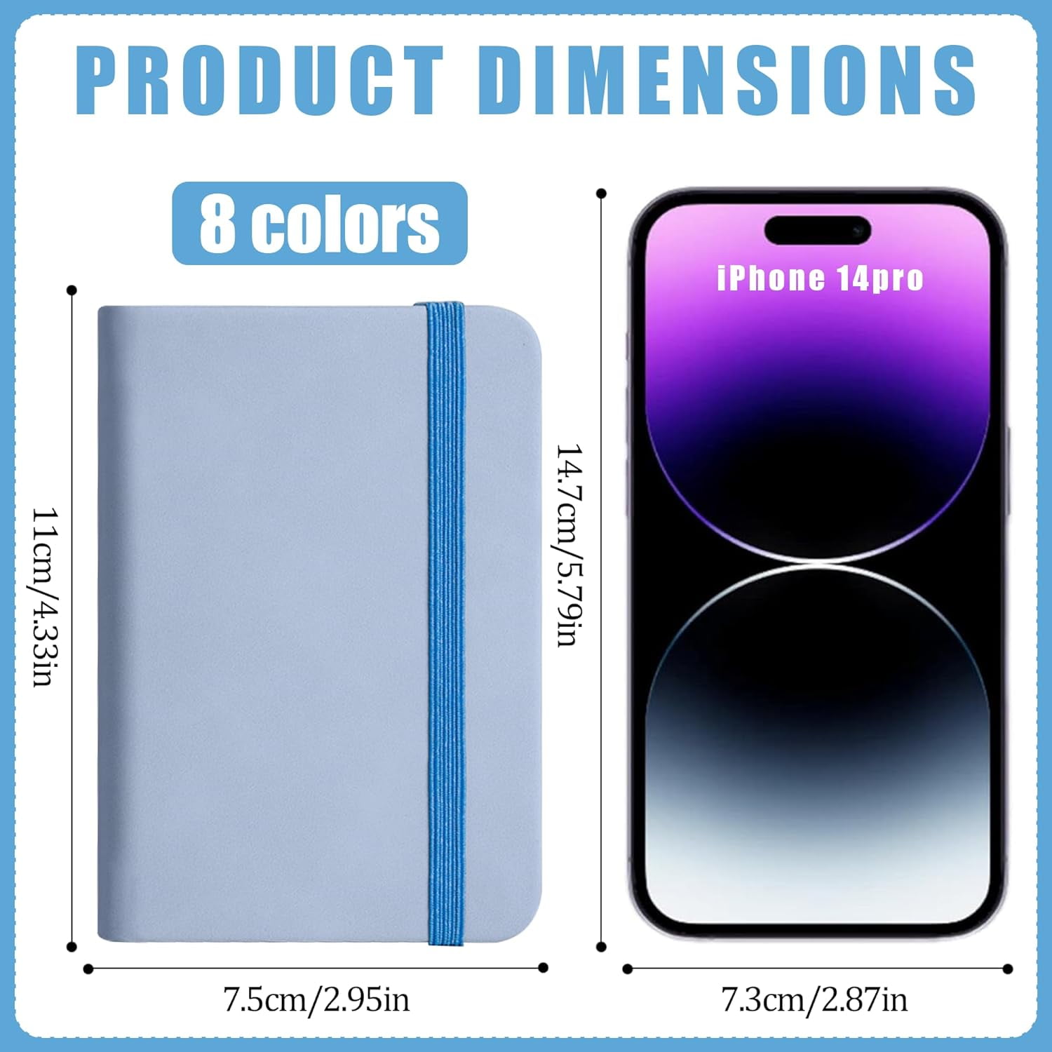 QZLGJL Pocket Notebook Bulk Set, Hardcover Small Notepad for Office and Travel (Multicolor, 8 Pack, 4.3 in x 3 in) vxr18