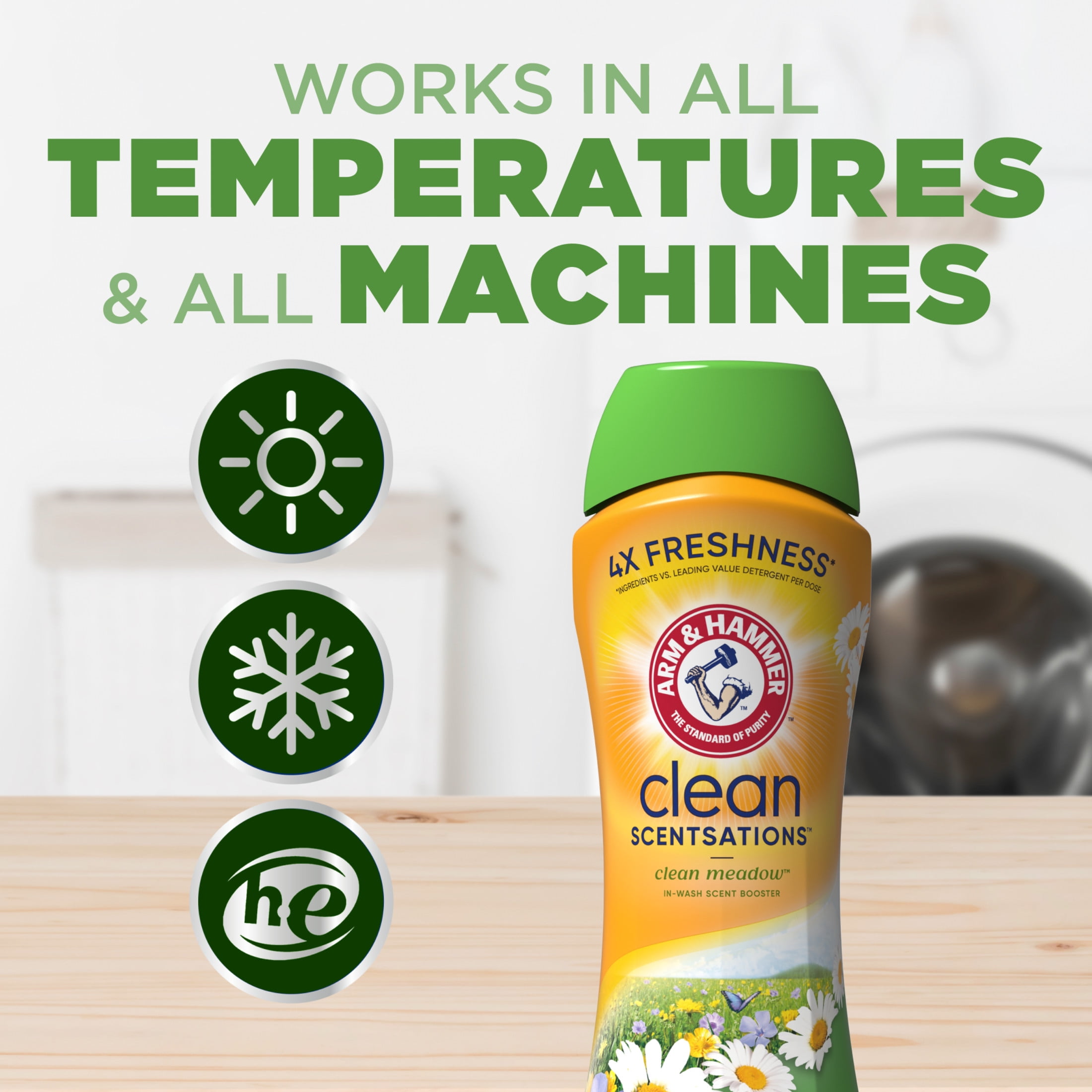 ARM & HAMMER Clean Scentsations In-Wash Laundry Scent Booster, Long-Lasting Clean Meadow Fragrance (24 oz) g105p