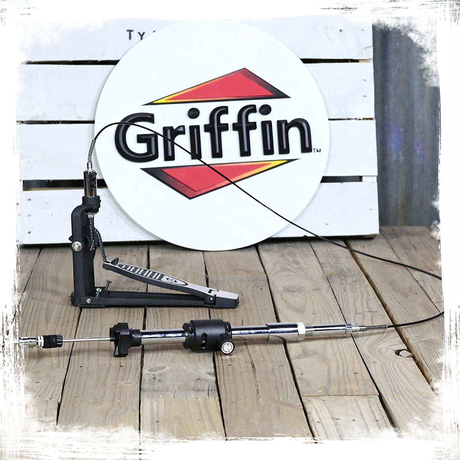 Griffin Remote Hi-Hat Cymbal Stand with Auxiliary Cable Foot Pedal (Chrome, 4.5 ft Cable) boi7o