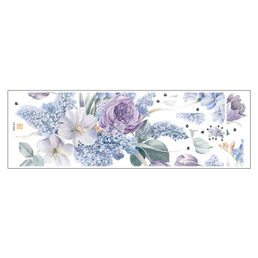 Smile Home Peony Rose Floral Wall Decal DIY Art Sticker (Purple, 18.1 in x 25.6 in) 76aoh