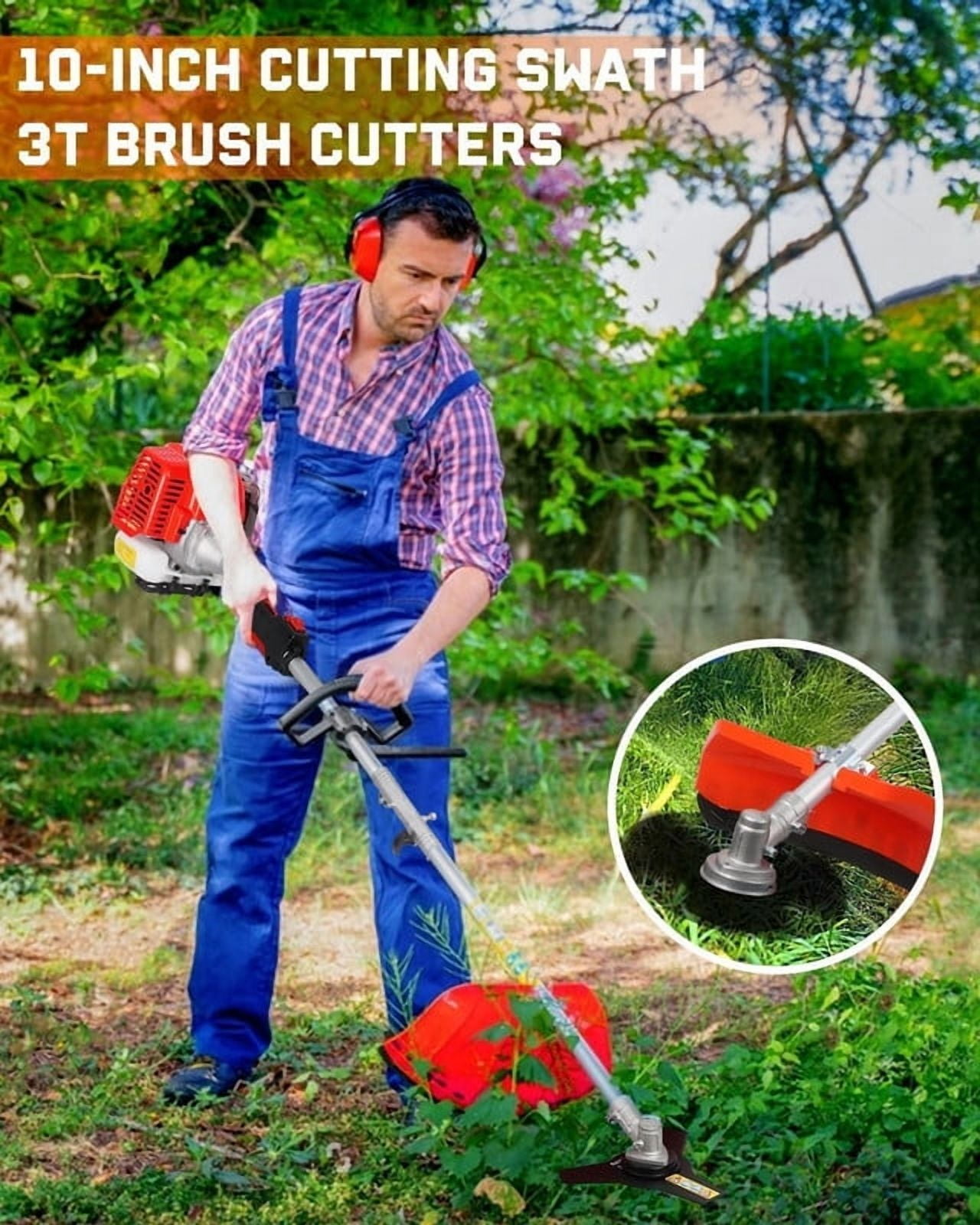 YNCE 52cc Gas Powered String Trimmer and Brush Cutter 3-in-1 Lawn Edger (Red, 52cc Engine) 978zh