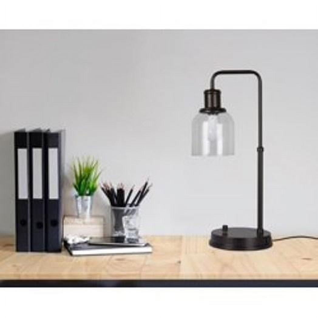 Better Homes & Gardens Classic Metal Desk Lamp with Glass Shade and USB Port (Bronze, 20.5 in) wd8yi
