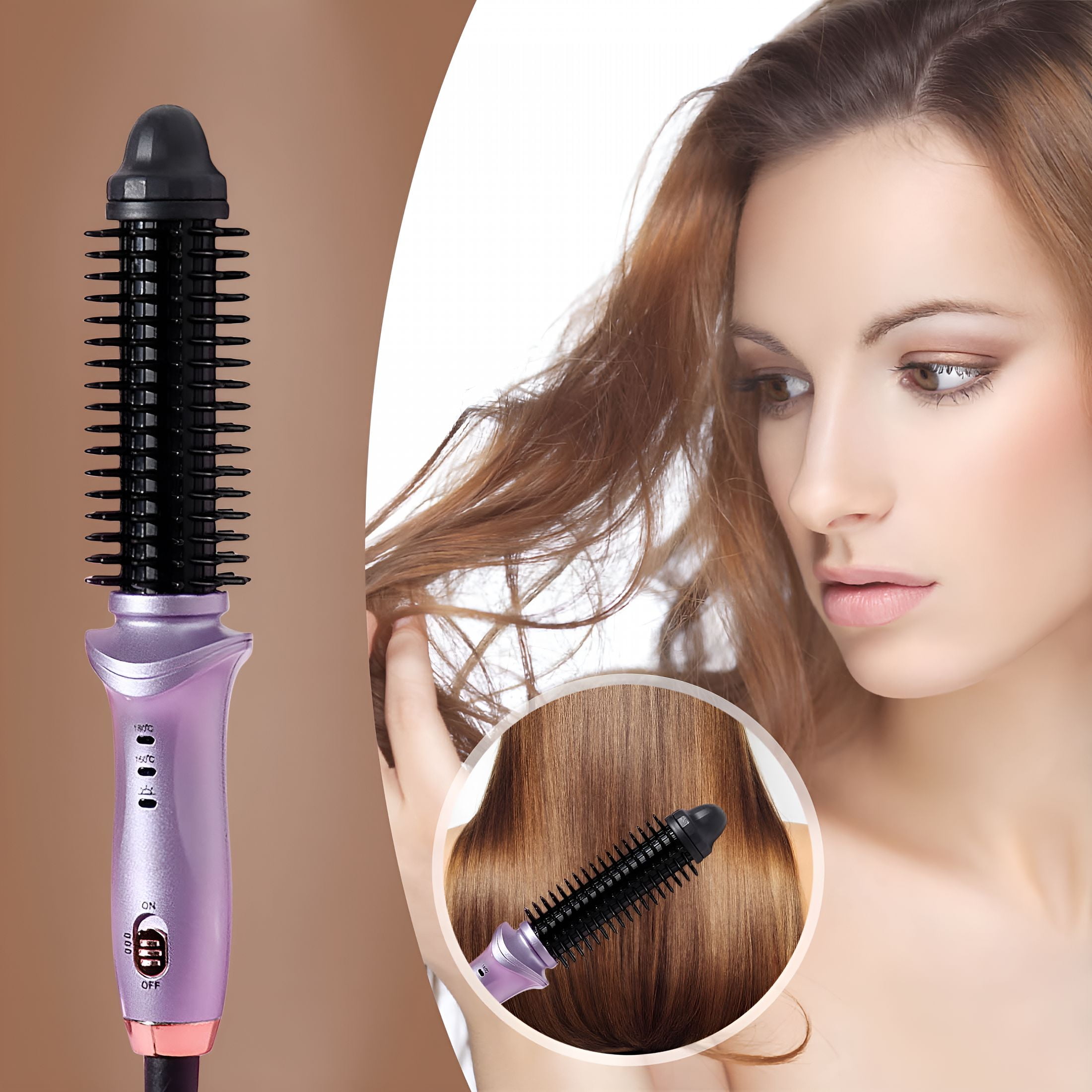 BPPEG Electric Heated Hair Styling Brush, Ionic Ceramic Round Comb for Volumizing and Straightening (Black, 11 in) 6n6ry