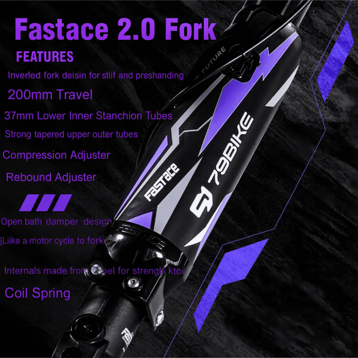 79Bike Falcon Pro Electric Bike for Adults, High-Performance Off-Road E-Bike with 72V Battery (Black) 3g516