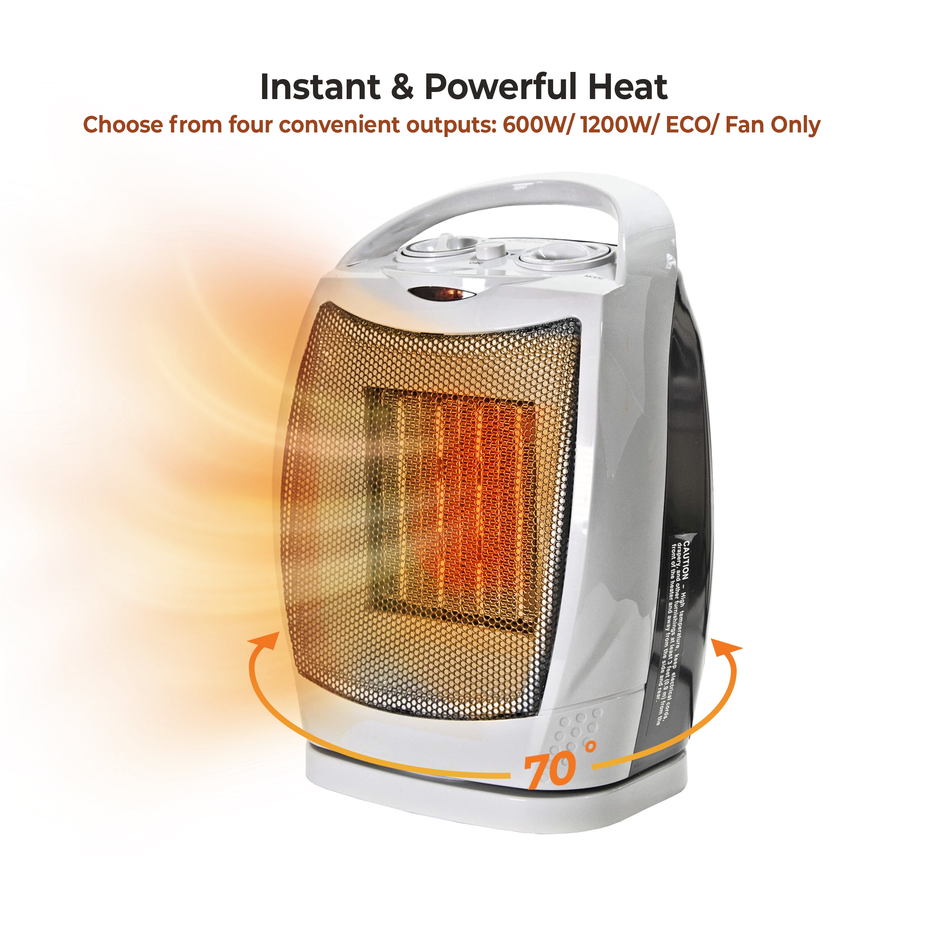 Comfort Zone Oscillating Desktop Space Heater (Silver, 150 sq ft) 0z9qn