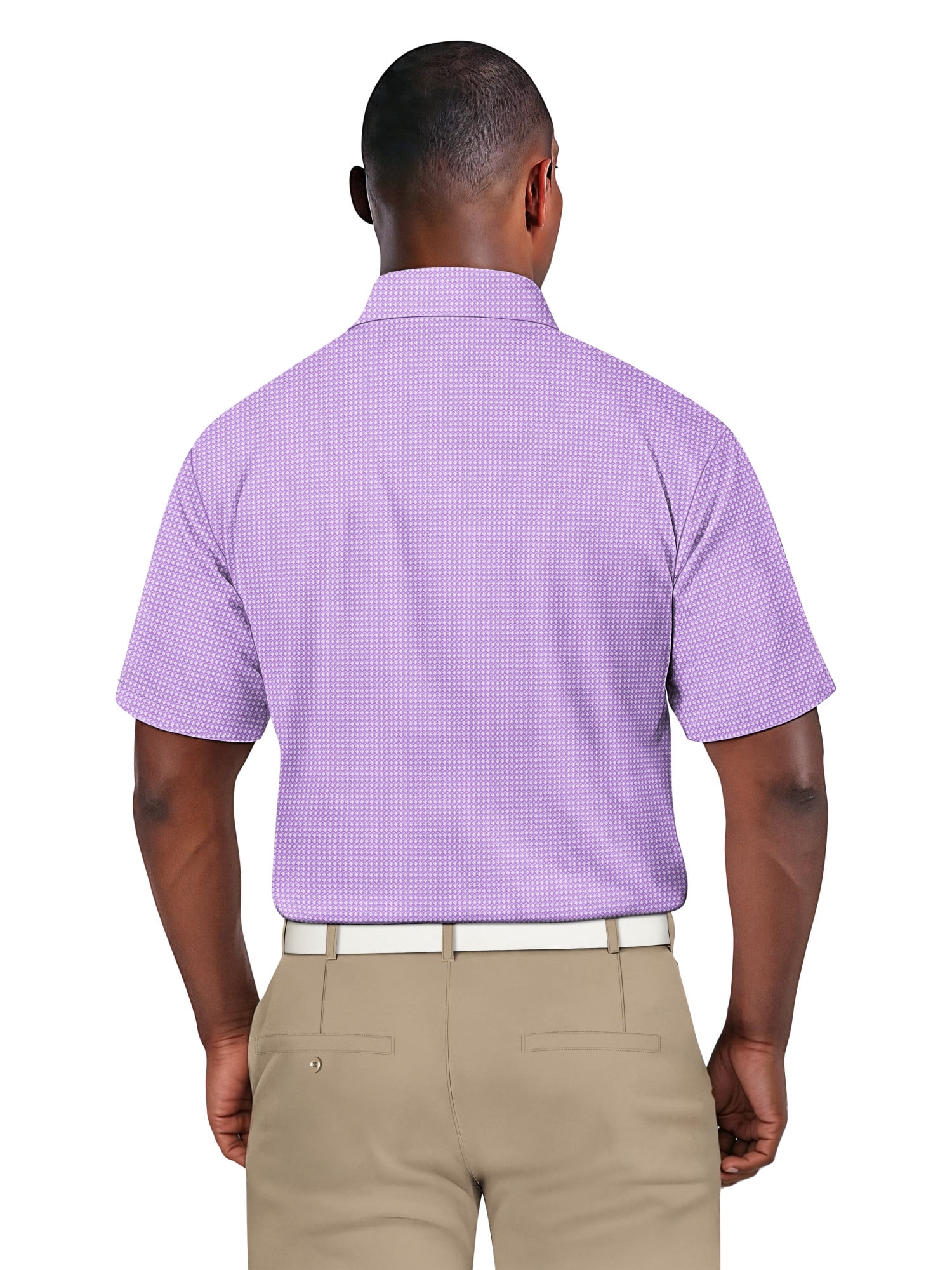 Ben Hogan Men's Performance Eco Mini Geo Jacquard Short Sleeve Polo Shirt (Violet Tulip, L) lzxx4