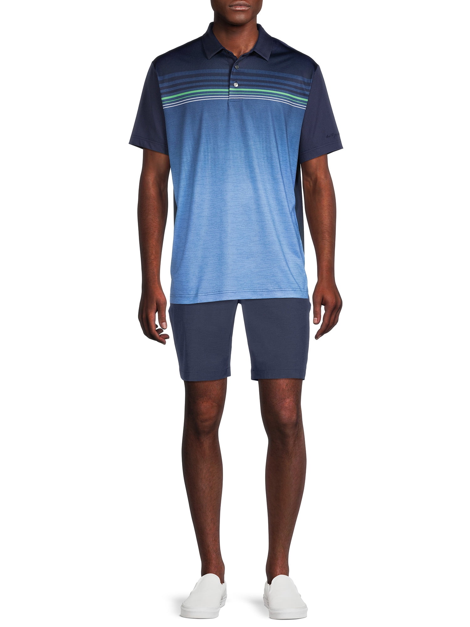 Ben Hogan Men's Ombre Stripe Performance Polo Shirt (Blue, S) gq983