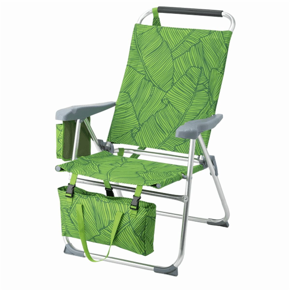 Alvantor 7-Position Folding Beach Chair with Headrest and Cup Holder (Green, 17 in High Seat) bivmg